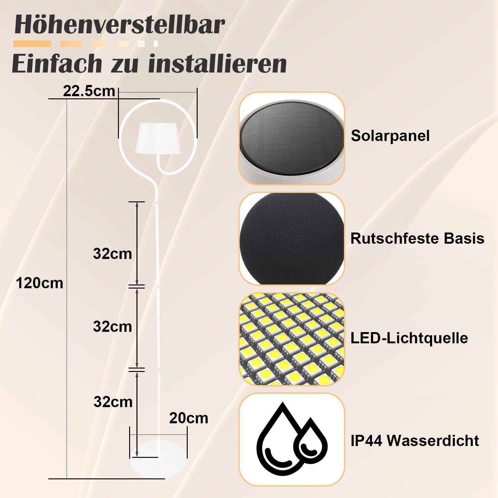 ZMH Außen-Stehlampe Solar Stehlampe Dimmbar LED günstig online kaufen