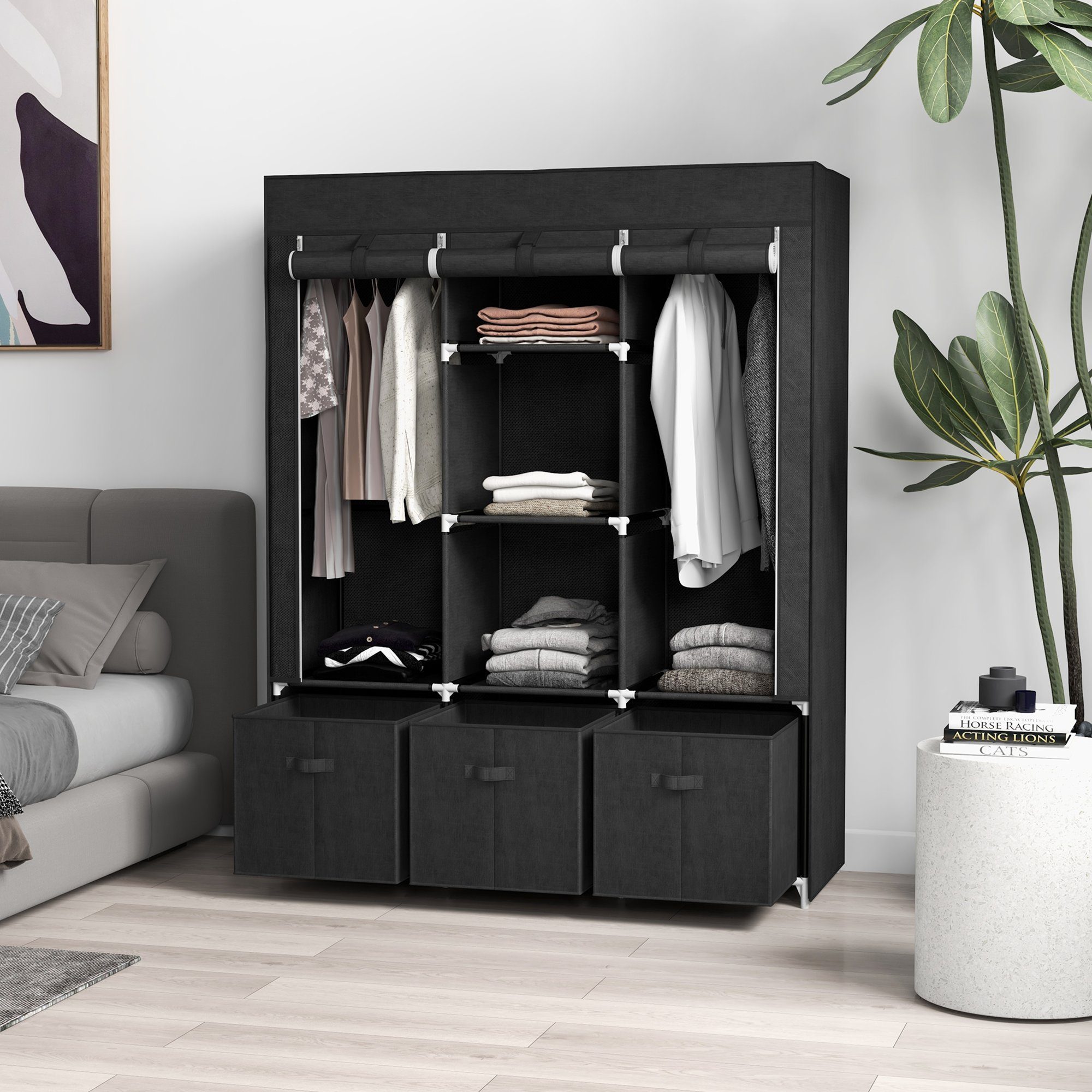 HOMCOM Stoffschrank Kleiderschrank mit Kleiderstangen und günstig online kaufen