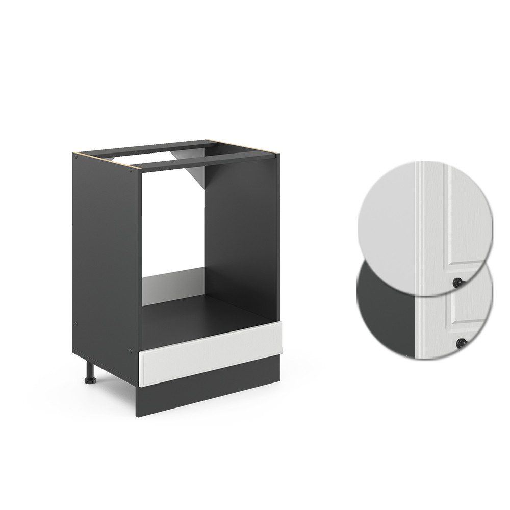 Vicco Herdumbauschrank R-Line, Weiß Landhaus/Anthrazit, 60 cm ohne Arbeitsplatte (1-St)