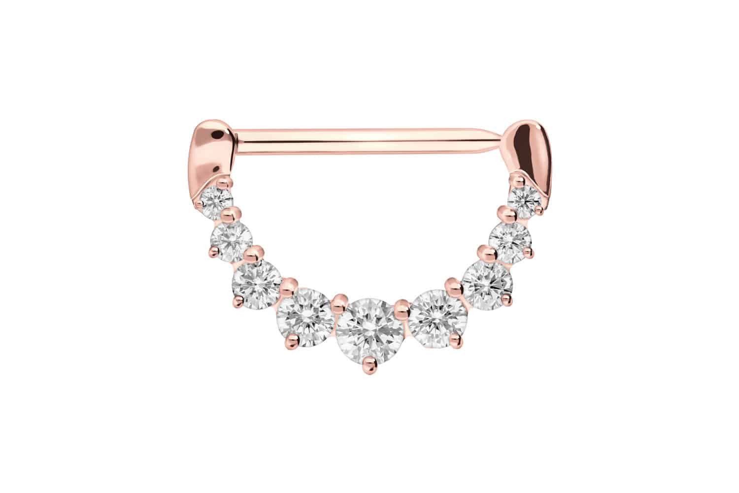 PIERCINGLINE Brustwarzenpiercing Chirurgenstahl Nippelpiercing Clicker 9 KRISTALLE (Clicker, 1-tlg), Brust-, Nippel-Piercing, Chirurgenstahl