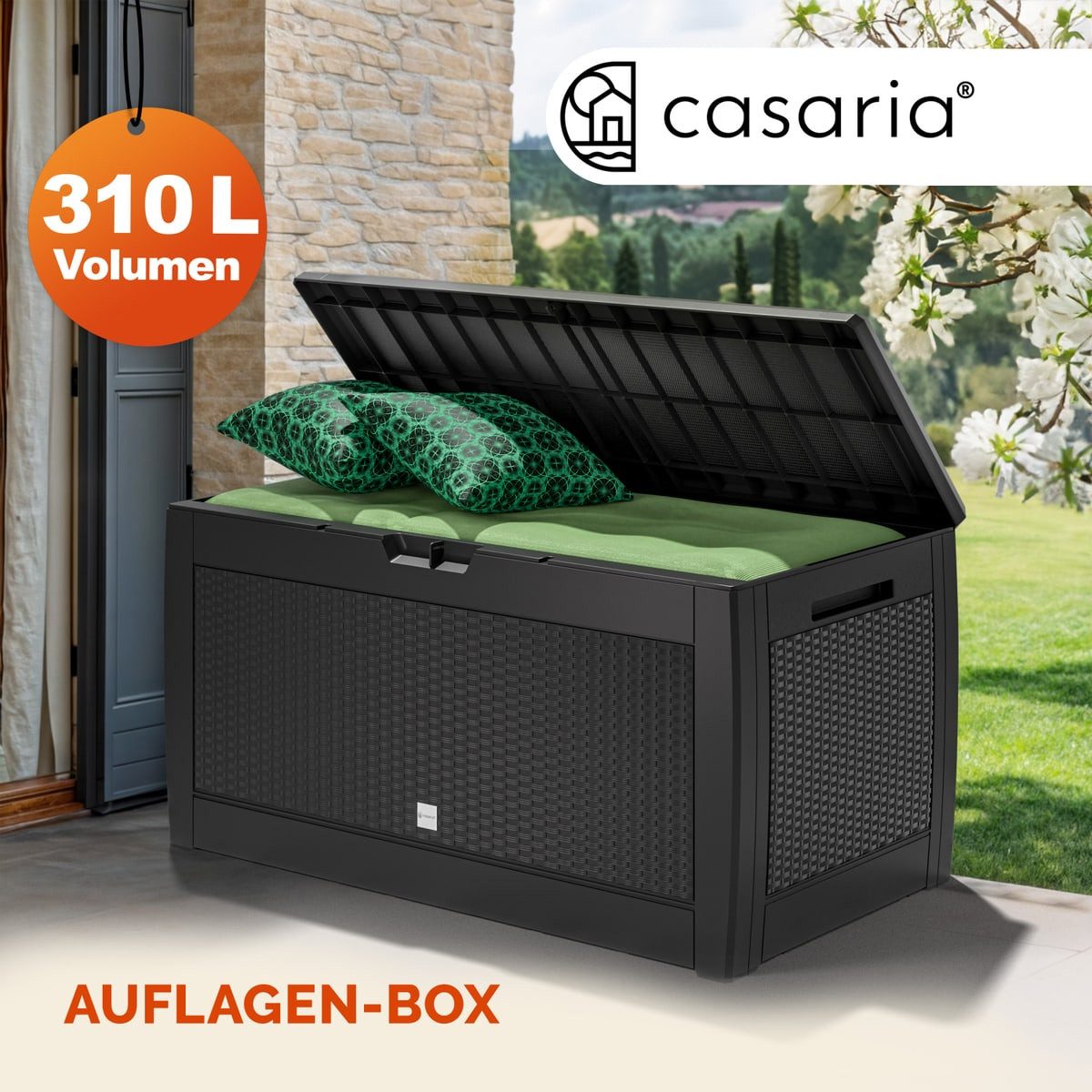 Casaria Auflagenbox Rato, 310L Haltegriffe Rollen günstig online kaufen