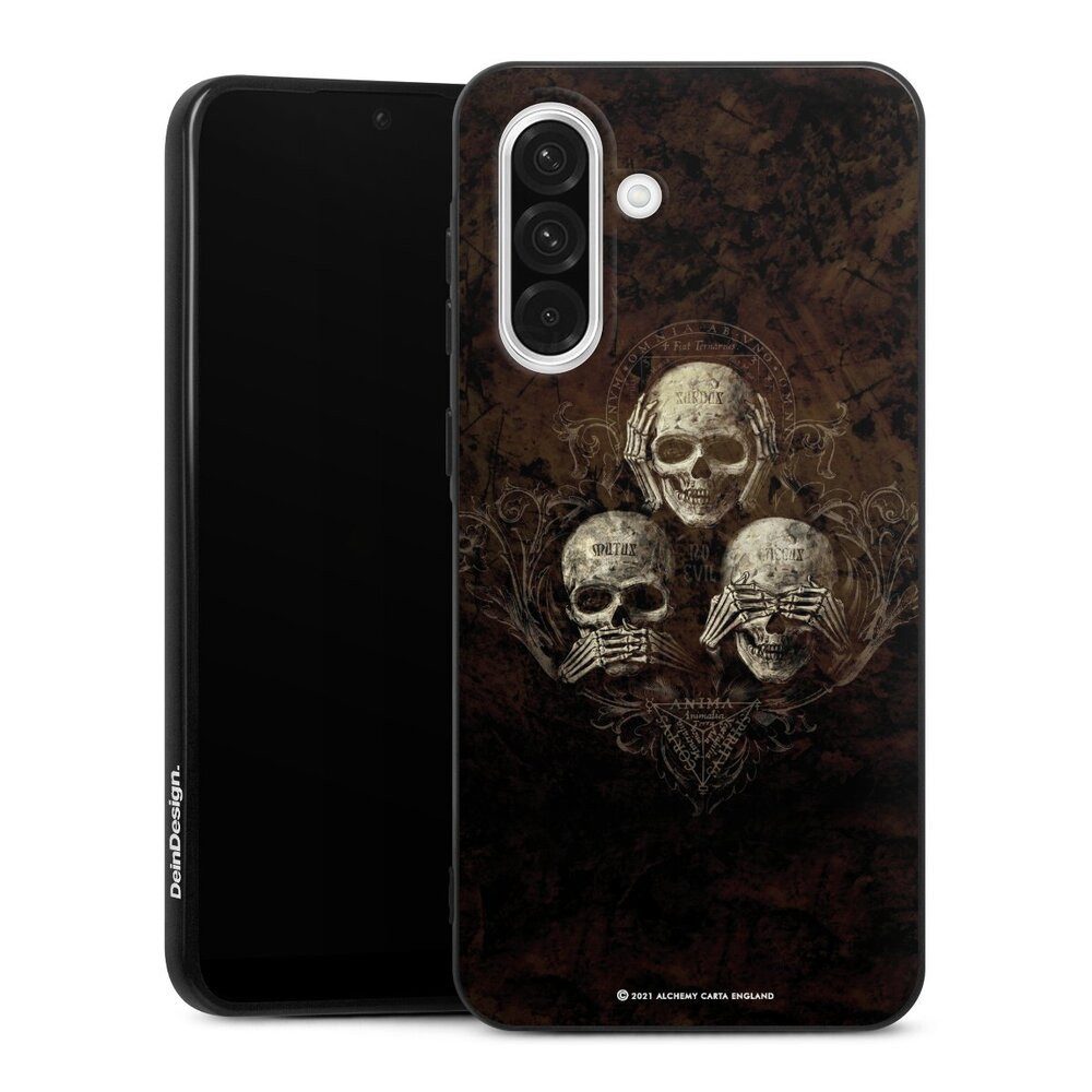 DeinDesign Handyhülle Totenköpfe Art Gothic No Evil, Samsung Galaxy A56 5G Silikon Hülle Bumper Case Handy Schutzhülle