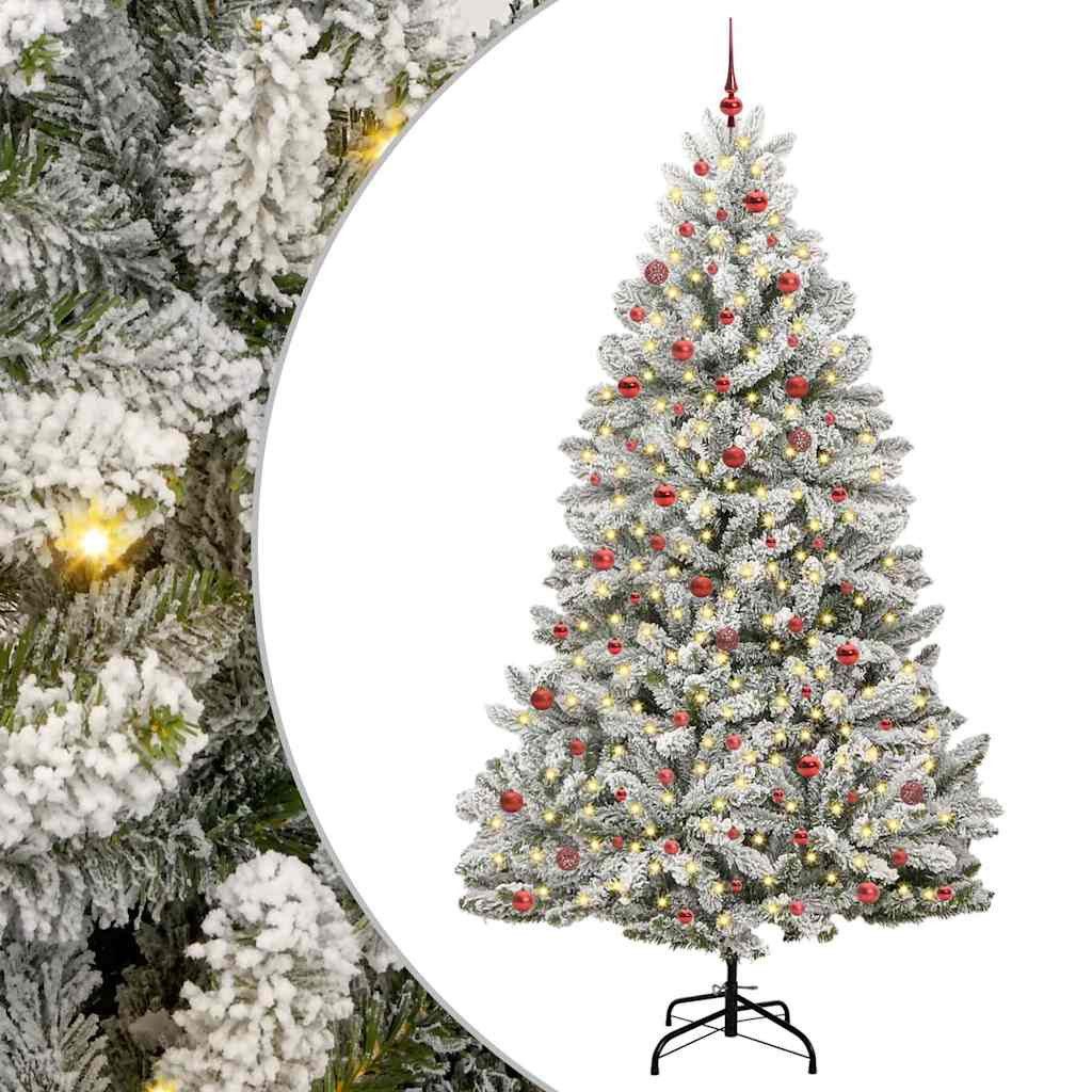 furnicato Künstlicher Weihnachtsbaum Grün und Weiß 270 cm PVC und Metall