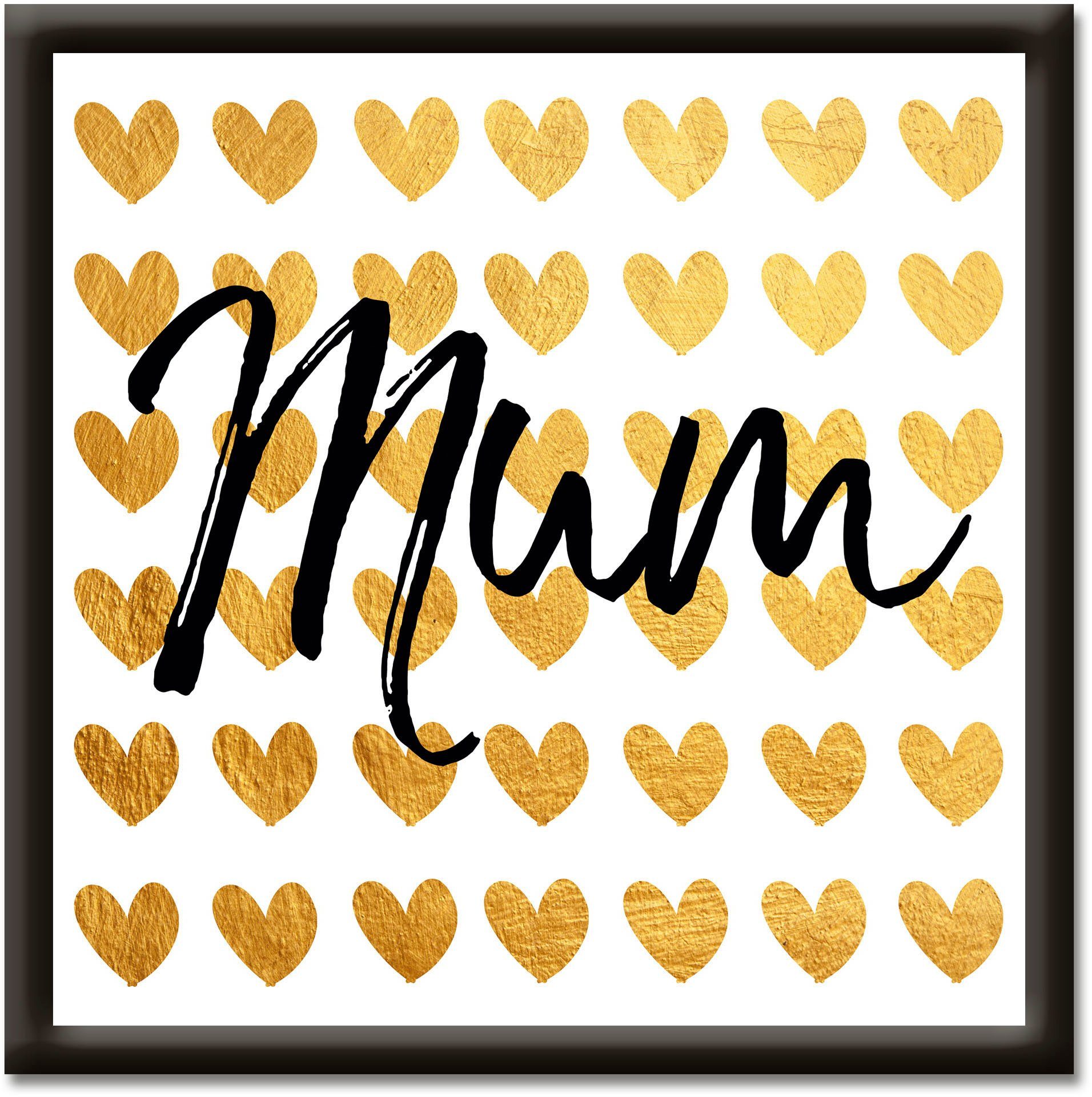 Artland Wandbild Goldene Herzen für Mama, Sprüche & Texte (1 St)