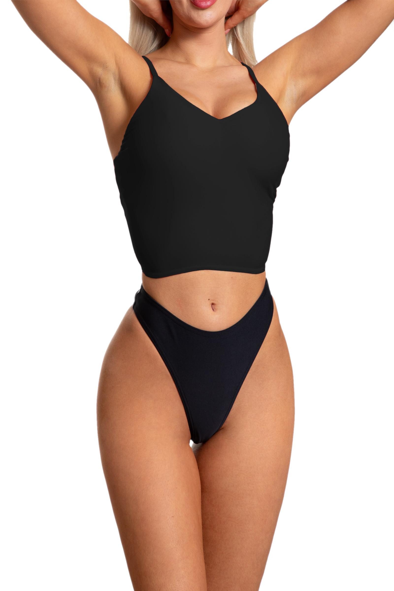 Aquarti Bikini-Hose Tanga Thong Bottom Hohe Taille
