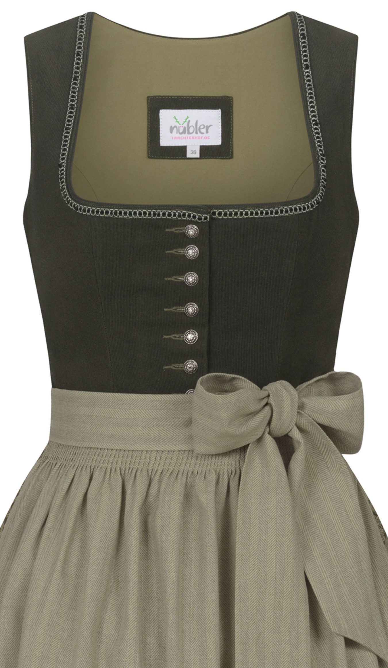 Nübler Trachtenkleid Midi Dirndl Feli in Dunkelgrün von Nübler - Rocklänge 60 cm
