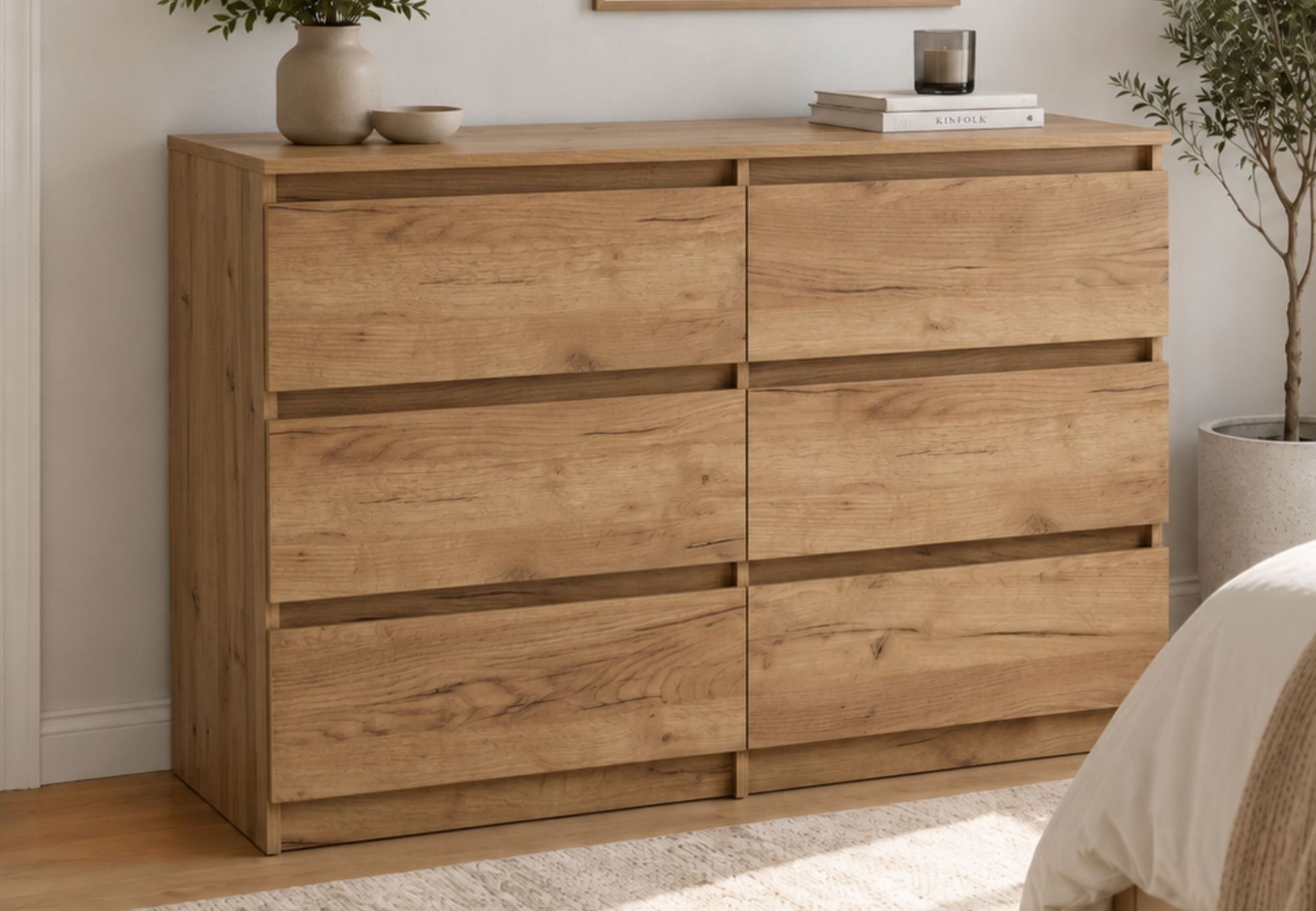 Home Collective Kommode Sideboard mit Schubladen Schubladenschrank Kommodenschrank, modern & vielseitig, mit 6 grifflosen Schubladen Craft-Eiche