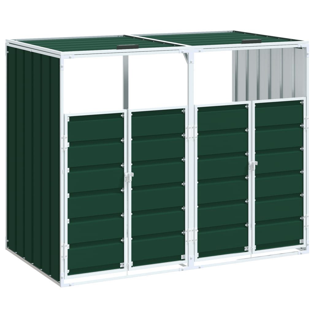 vidaXL Mülltonnenbox Mülltonnenbox für 2 Tonnen Grün 144x81x113 cm Stahl