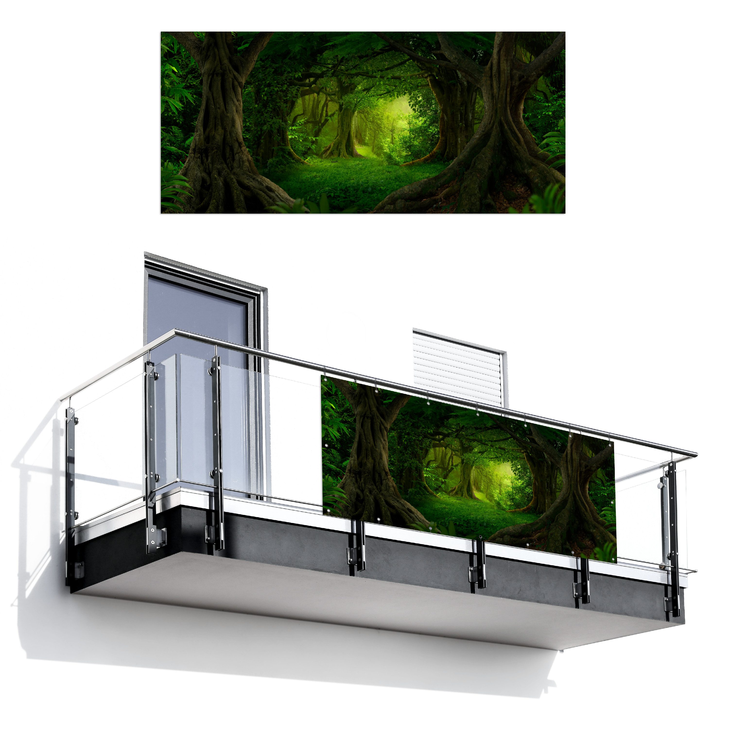 MuchoWow Balkonsichtschutz Bäume - Wald - Grün - Landschaft - Natur (1-St) Balkon Sichtschutz 90x200, Windschutz für Zaun PVC, 200x90 cm
