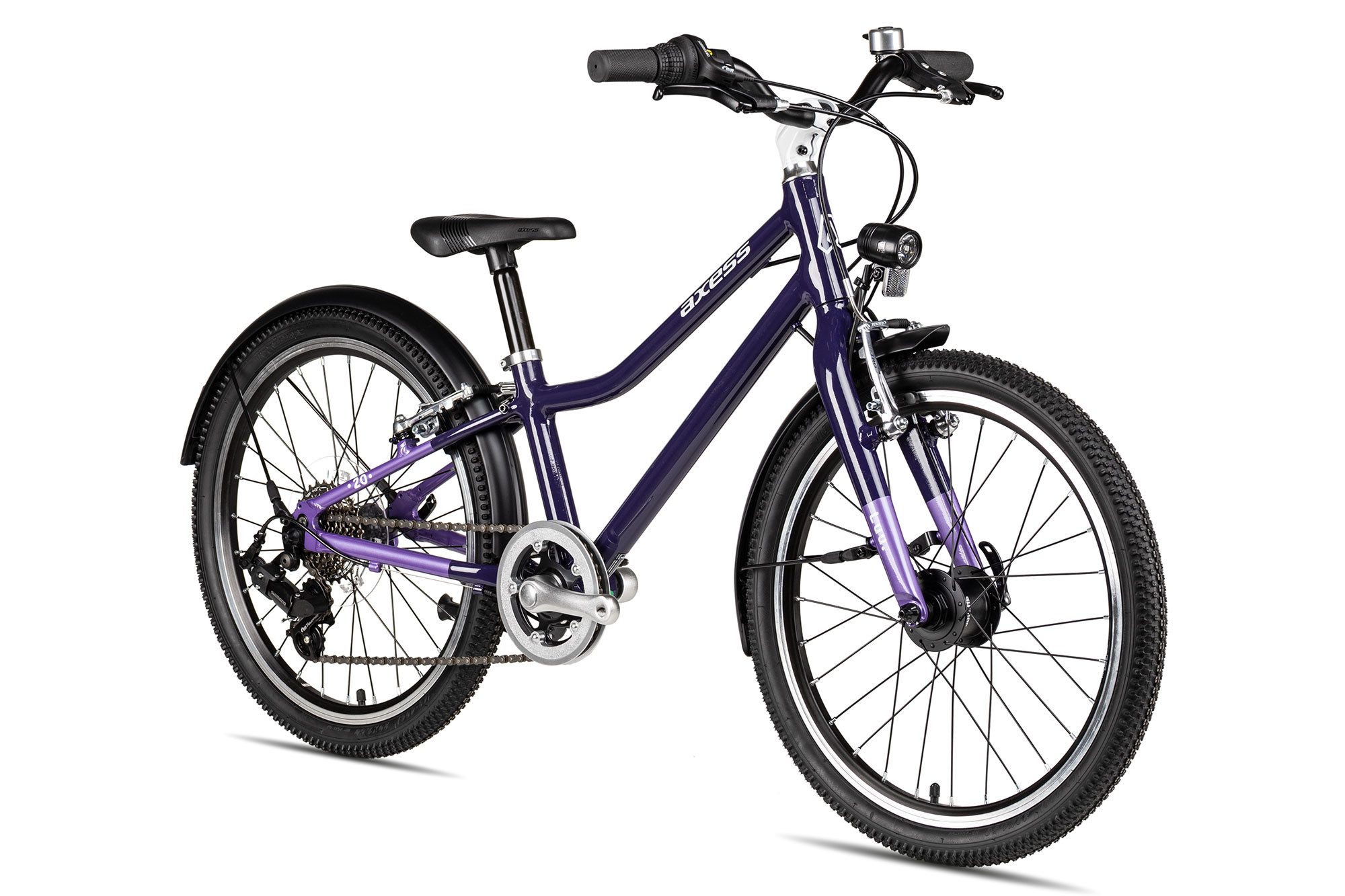 Axess Kinderfahrrad LUU. 20 EQ, 7 Gang Shimano Tourney RD-FT35 Schaltwerk, Kettenschaltung, Besonders leichtes Kinderfahrrad violett/rosa