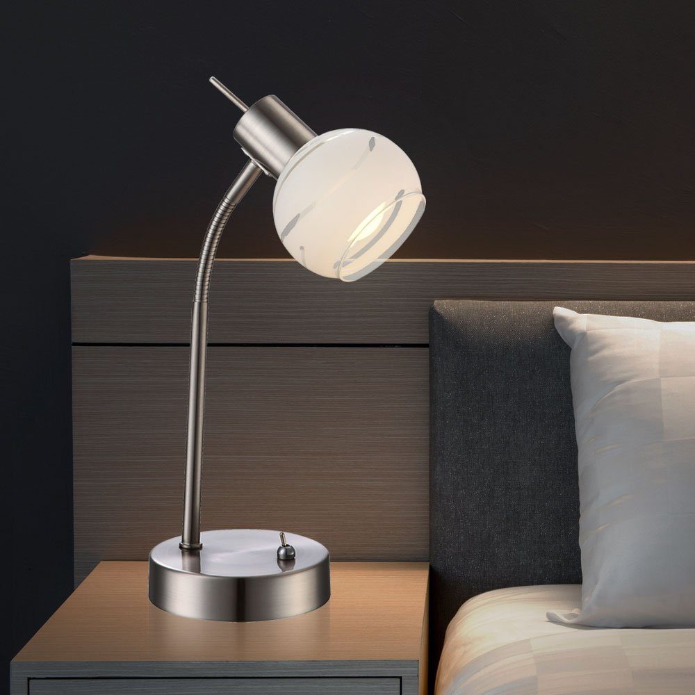LED Tisch Zimmer Kugel Leuchtmittel Warmweiß, Lampe Glas Tischleuchte, Design Beleuchtung Wohn etc-shop inklusive, LED