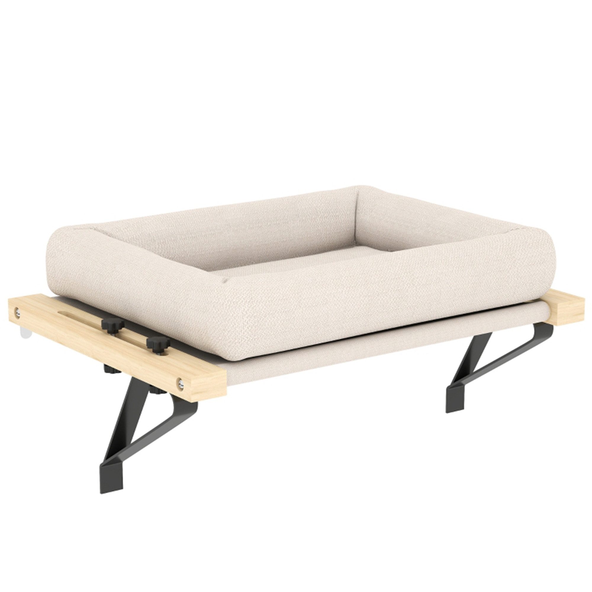 MC Star Katzenhaus mit Halterung für Fensterbänke und Heizungen, Kissen, Holzrahmen, Weiß