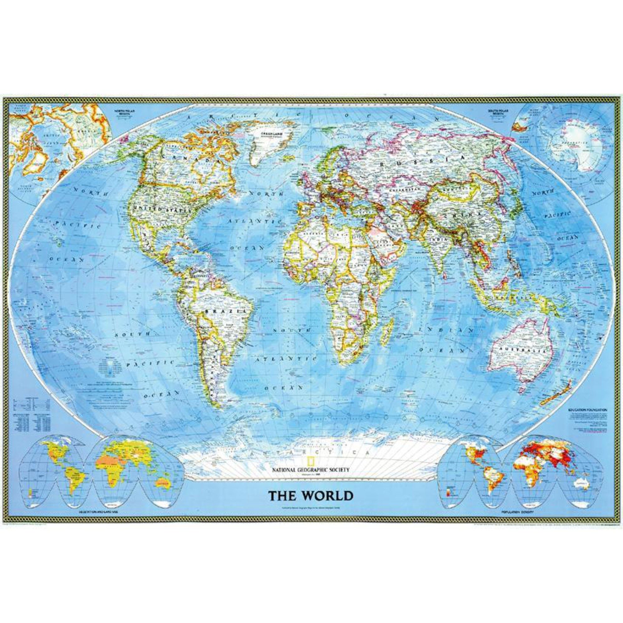 NATIONAL GEOGRAPHIC Globus National Geographic Klassische politische Weltkarte, groß, laminiert