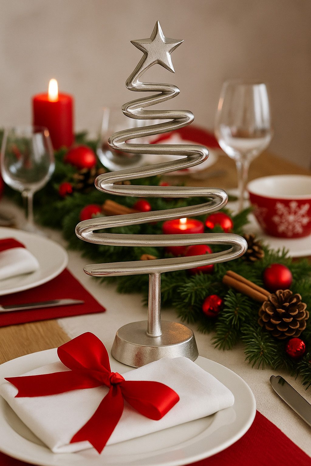 MF Weihnachtsfigur Dekoaufsteller Silverpine Weihnachtsbaum Metall Silber Modern 40cm (1 St)