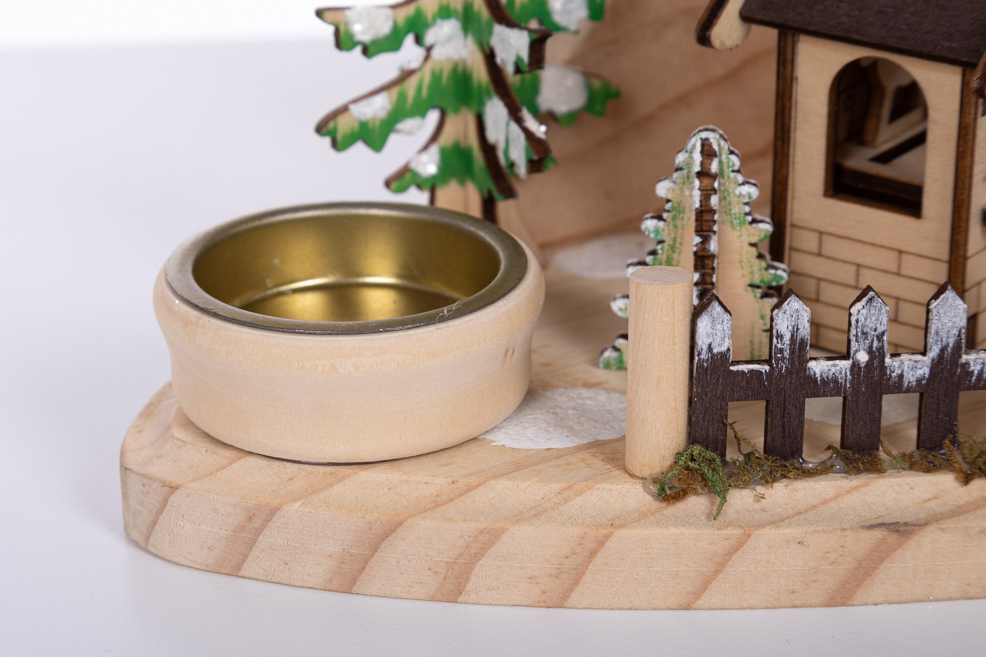 OTTO home Teelichthalter Weihnachtsdeko, 16,5 cm breit (1 St), Winterlandschaft aus Holz, mit 4 Teelichthaltern – Bild 4 von 5