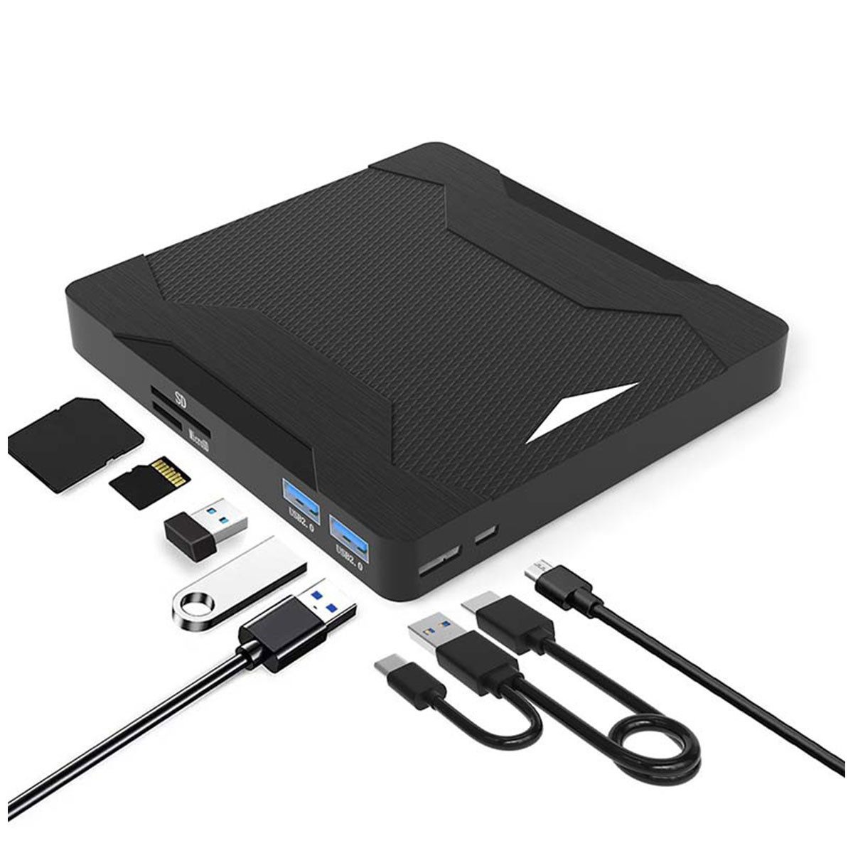 DOPWii Externes CE/DVD-Laufwerk, USB 3.0 Typ-C DVD/CD-Brenner-Laufwerk Записувач dvd (mit Light für MAC OS/WIN 98/SE/2000 XP/WIN 7/WIN 8/WIN 10/WIN 11)