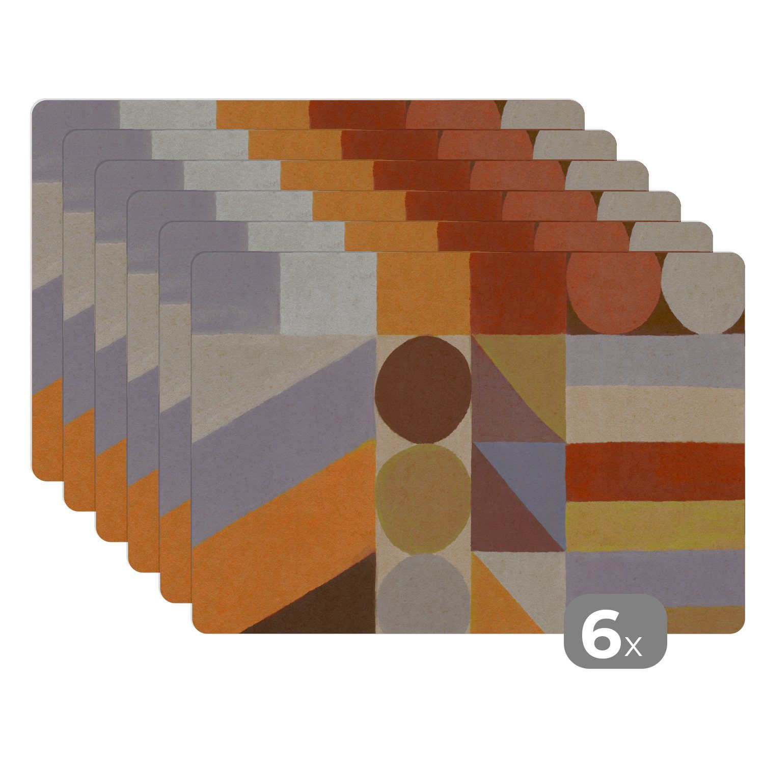 Platzmatte, - Tischmatten, Platzset, MuchoWow, - Pastell, Geometrie Formen Schmutzabweisend Farben Platzset, (6-St), Platzdecken, -