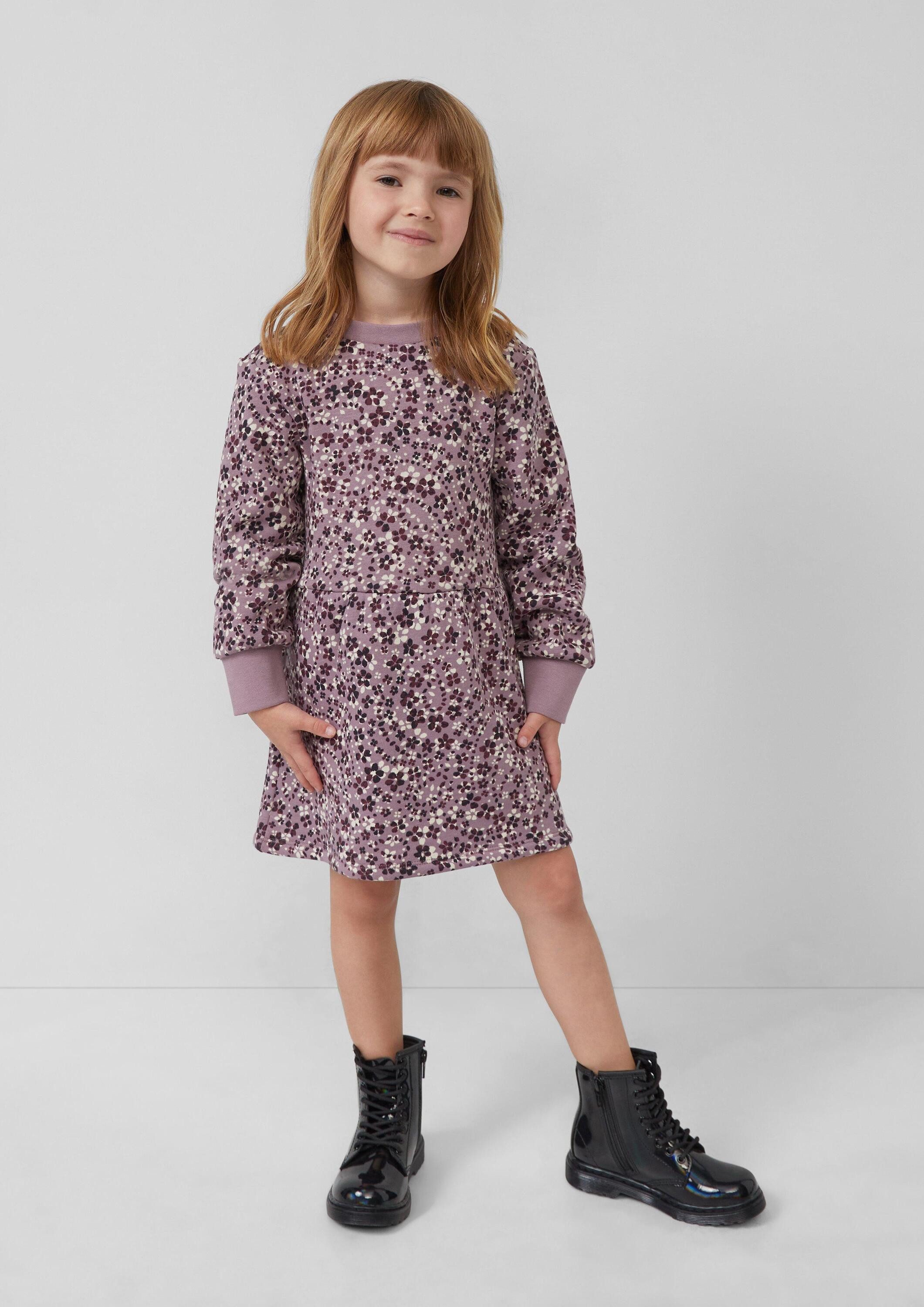s.Oliver Minikleid Kleid Kleid aus Thermofleece mit All-over-Print