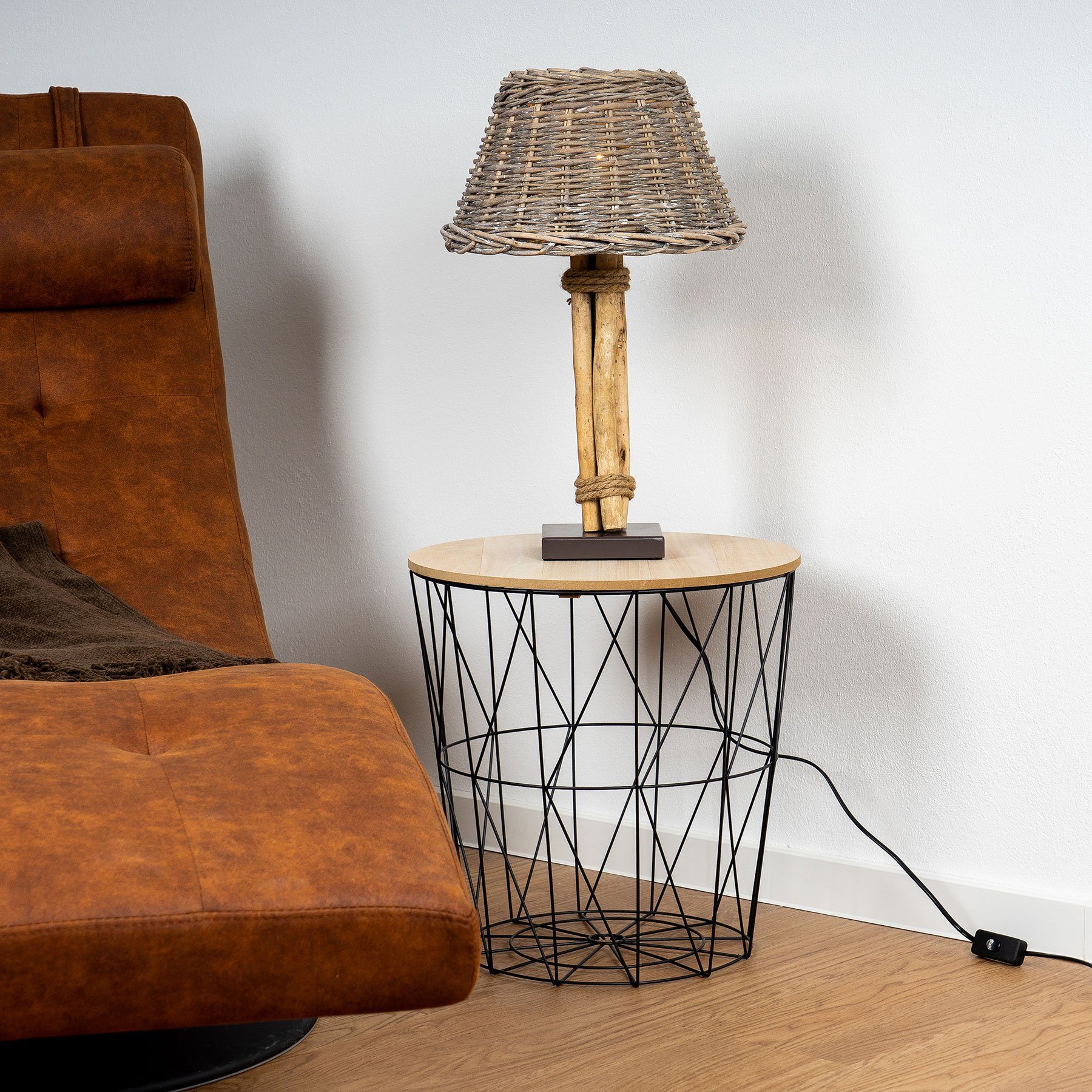 Levandeo® Nachttischlampe, Lampe Tischlampe H50cm Holz günstig online kaufen