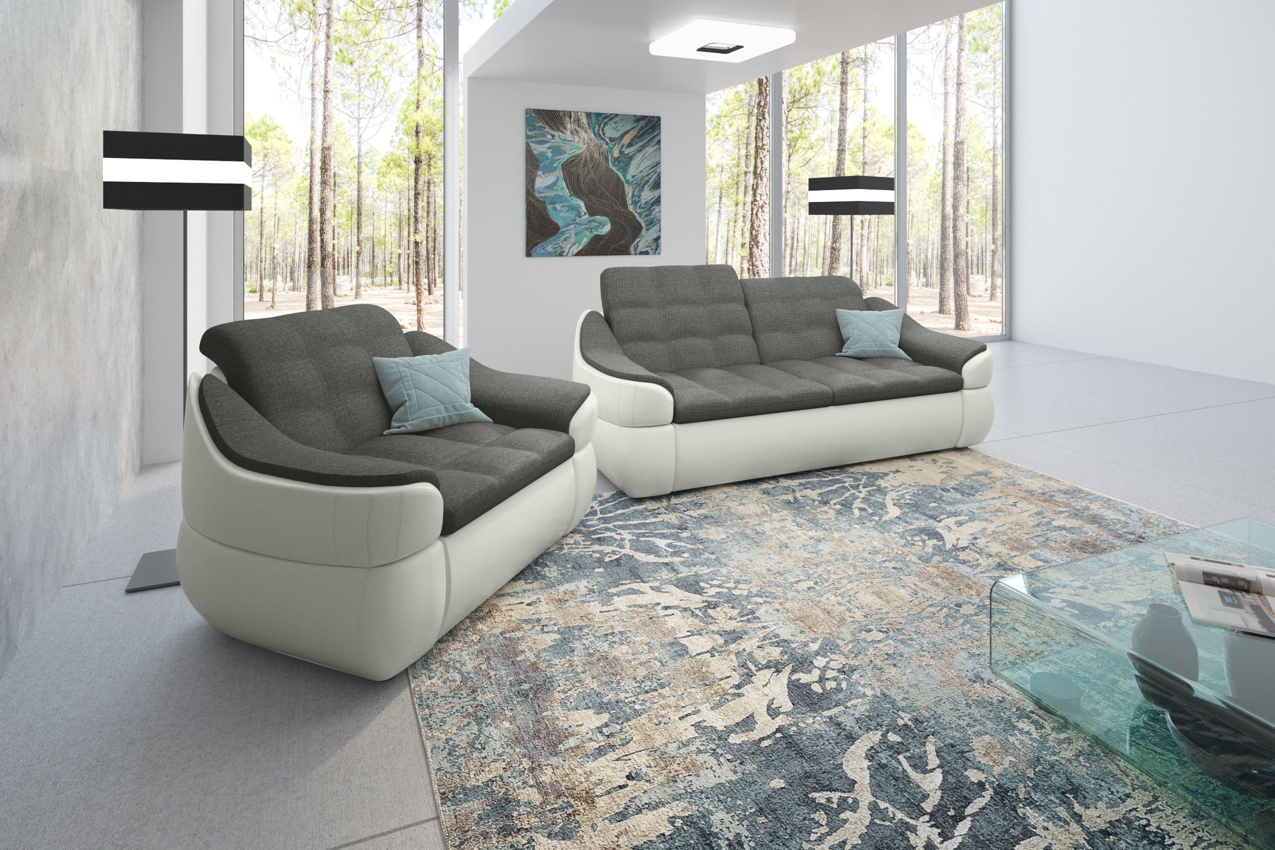 bestehend Sessel, Sofa Design, Polstergarnitur und Europa Modern in made 2-Sitzer Stylefy Alisa, (2-tlg), (Set aus
