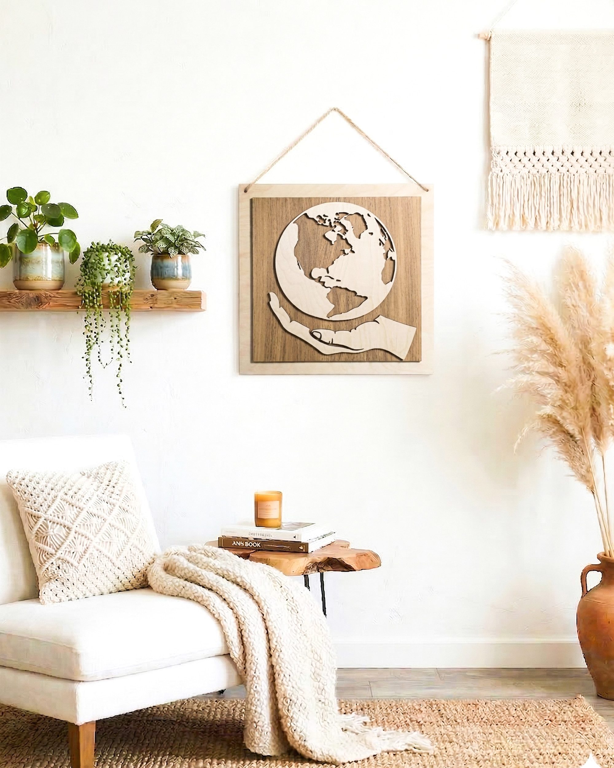 ORNAMENTI Wanddekoobjekt 3D Wanddeko aus Holz für Wohnzimmer, Königsvogel, Mandala,Weltkarte (Hingucker, Wandbild, Rustikale Holzbild, Holzdeko, stilvolle Wanddekoration, Wandpaneel, Ornament, Wandrelief), Verzierung fur Zuhause, Wandkunst, Dekorative Skulptur