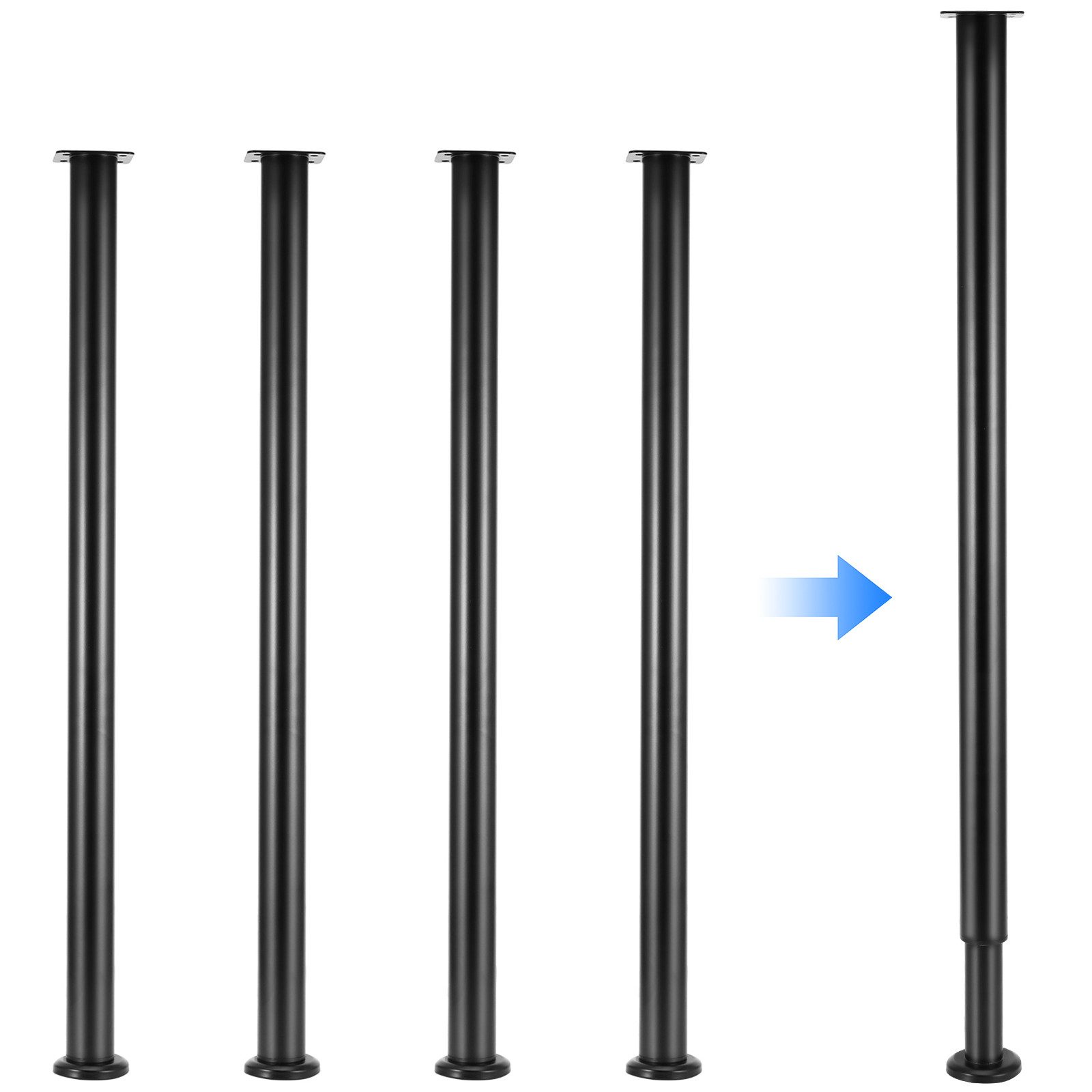 BlingBin Tischbein 72-110 cm Verstellbare Metall-Schreibtischbeine, DIY Tischstütze, mit Schutzkappe für den Boden und Schrauben für die Tischplatte