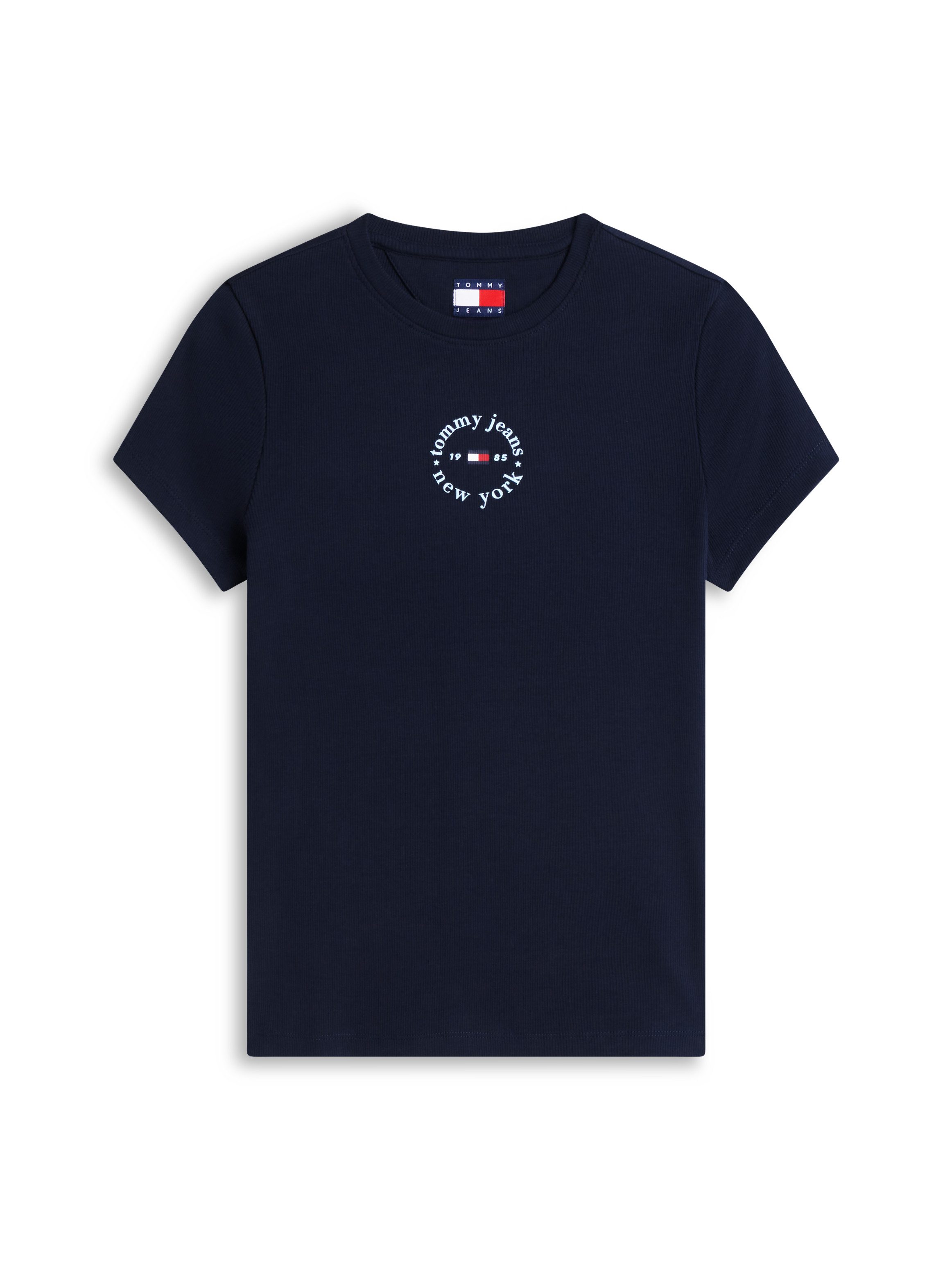 Tommy Jeans Kurzarmshirt TJW SLIM ESS LOGO2 RIB TEE EXT Baumwollmischung, slim fit, figurbetont, in gerippter Struktur – Bild 5 von 5