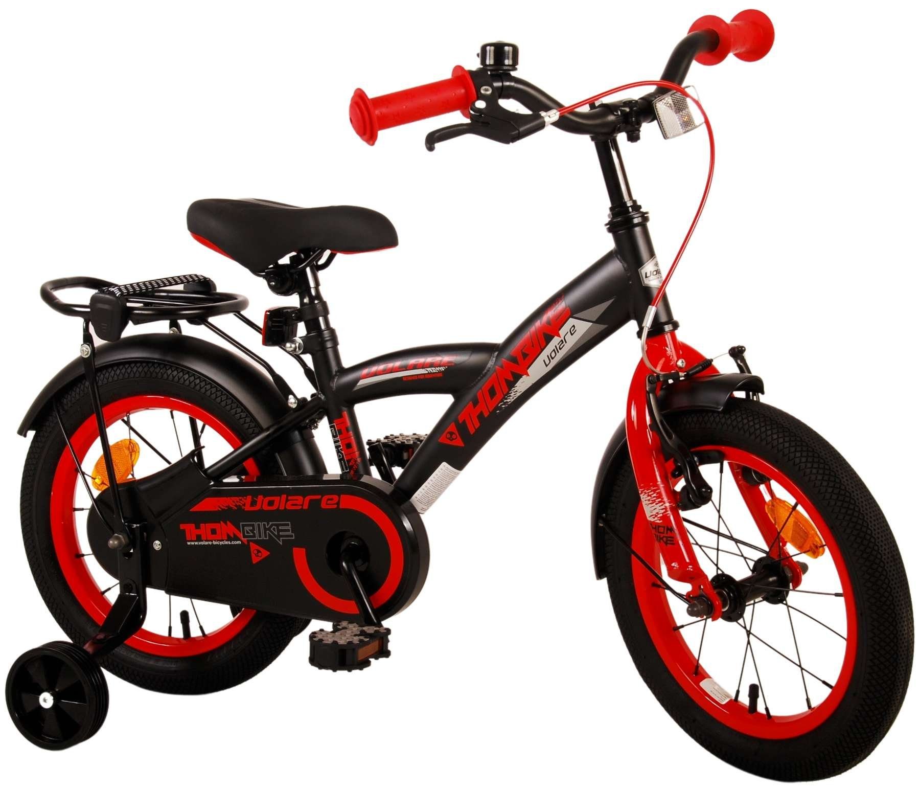 Volare Kinderfahrrad - Jahre - oder -bis Zoll zusammengebaut, - Speichen, - 12 Luftbereifung, verstellbaren 3 schwarz-rot 5 Stahlfelgen kg mit 60 14 85% Thombike Jungen