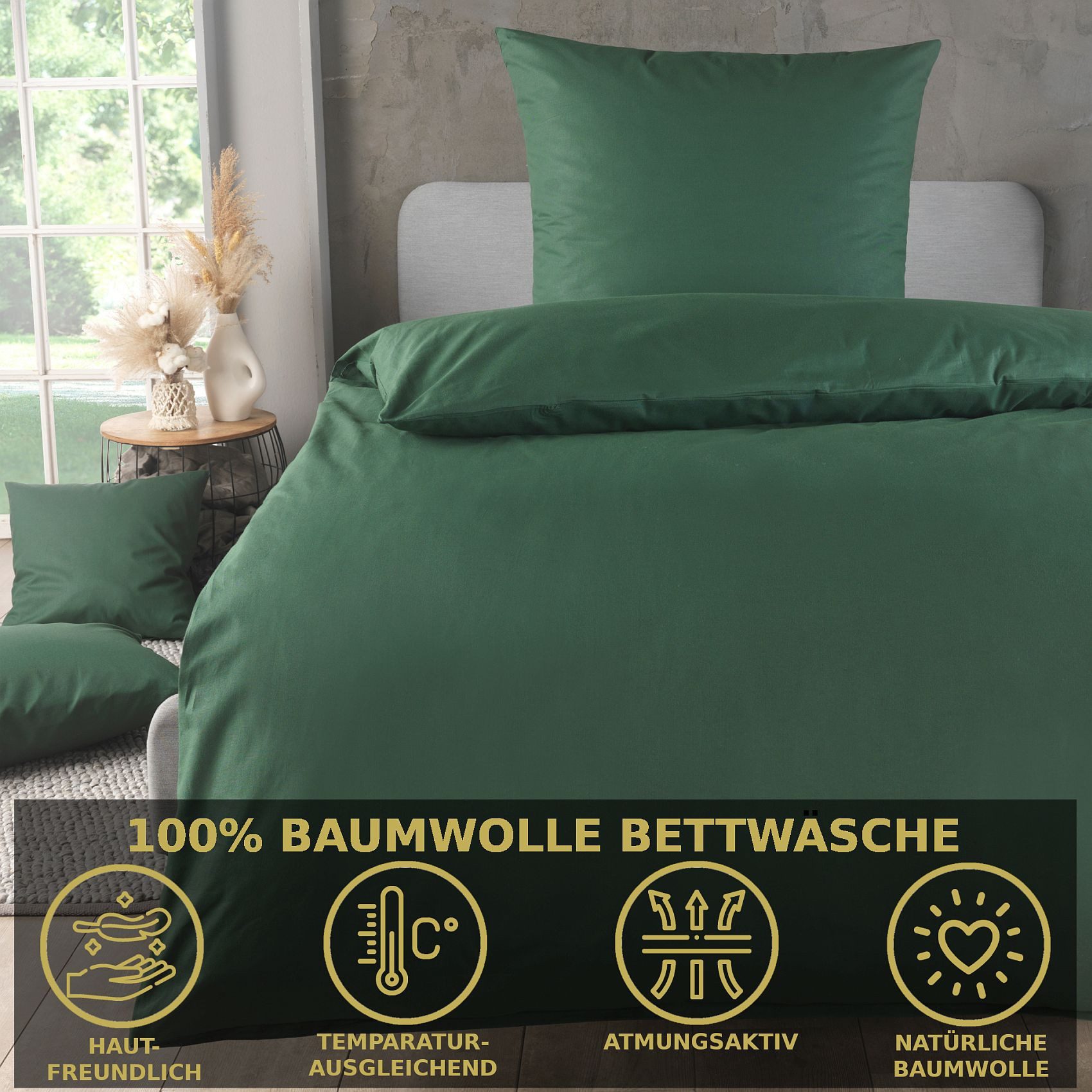 Malika Bettwäsche Baumwolle weiche Bettwäsche für gemütliche Nächte, Baumwolle, 2 teilig, Für Allergiker geeignet, pflegeleicht, angenehm weicher Stoff – Bild 2 von 5