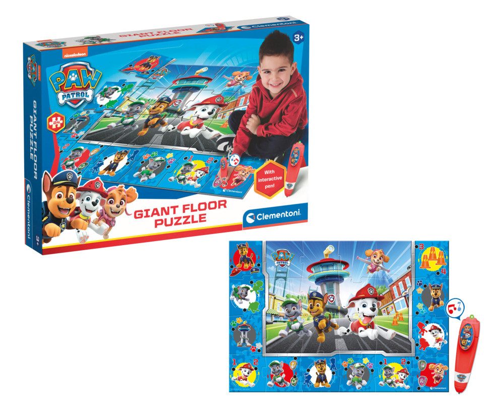 Clementoni® Puzzle Bodenpuzzle PAW PATROL interaktiv blau 24 Teile, Puzzleteile
