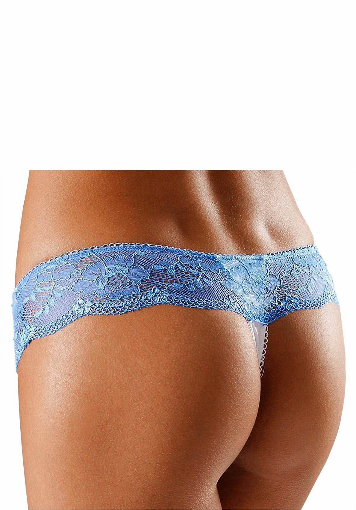 LASCANA String mit breitem Bund aus blumiger Spitze, Dessous