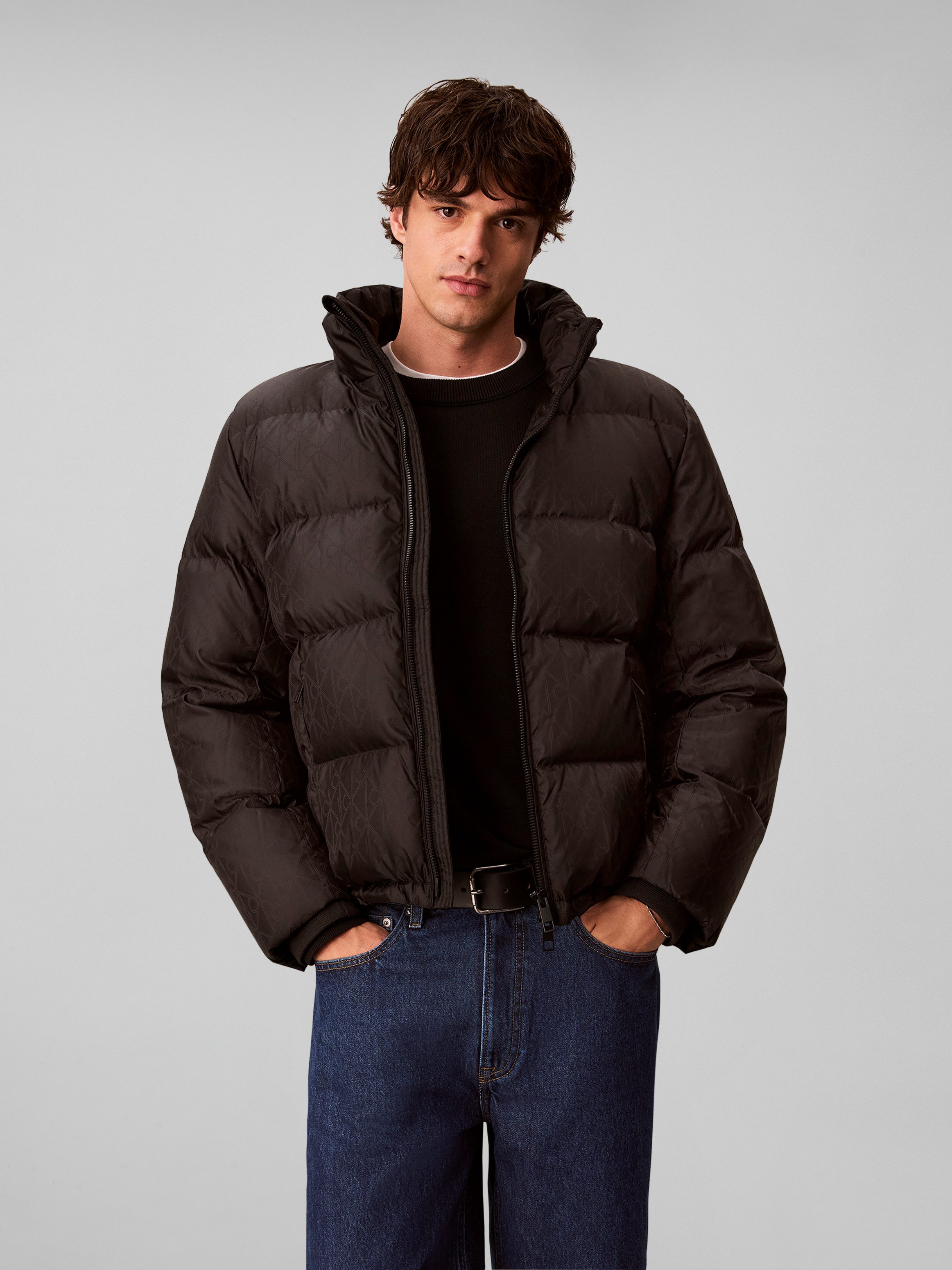 Calvin Klein Jeans Steppjacke LS NYLON AOP DOWN PUFFER JKT Regular fit mit Stehkragen
