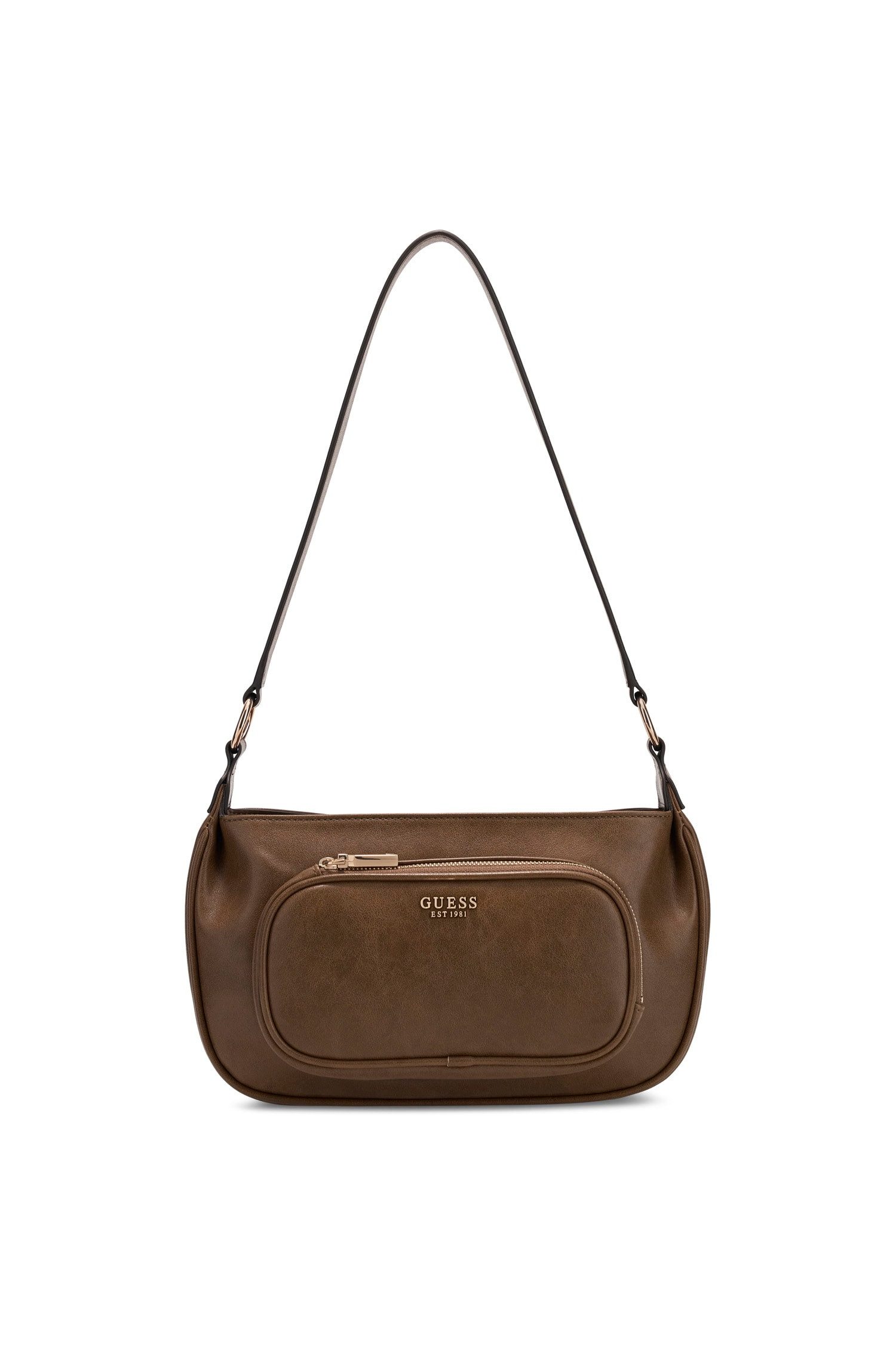 Guess Schultertasche BRONNA SHOULDER BAG, Damen Handtasche, Umhängetasche, mit Reißverschluss-Frontfach