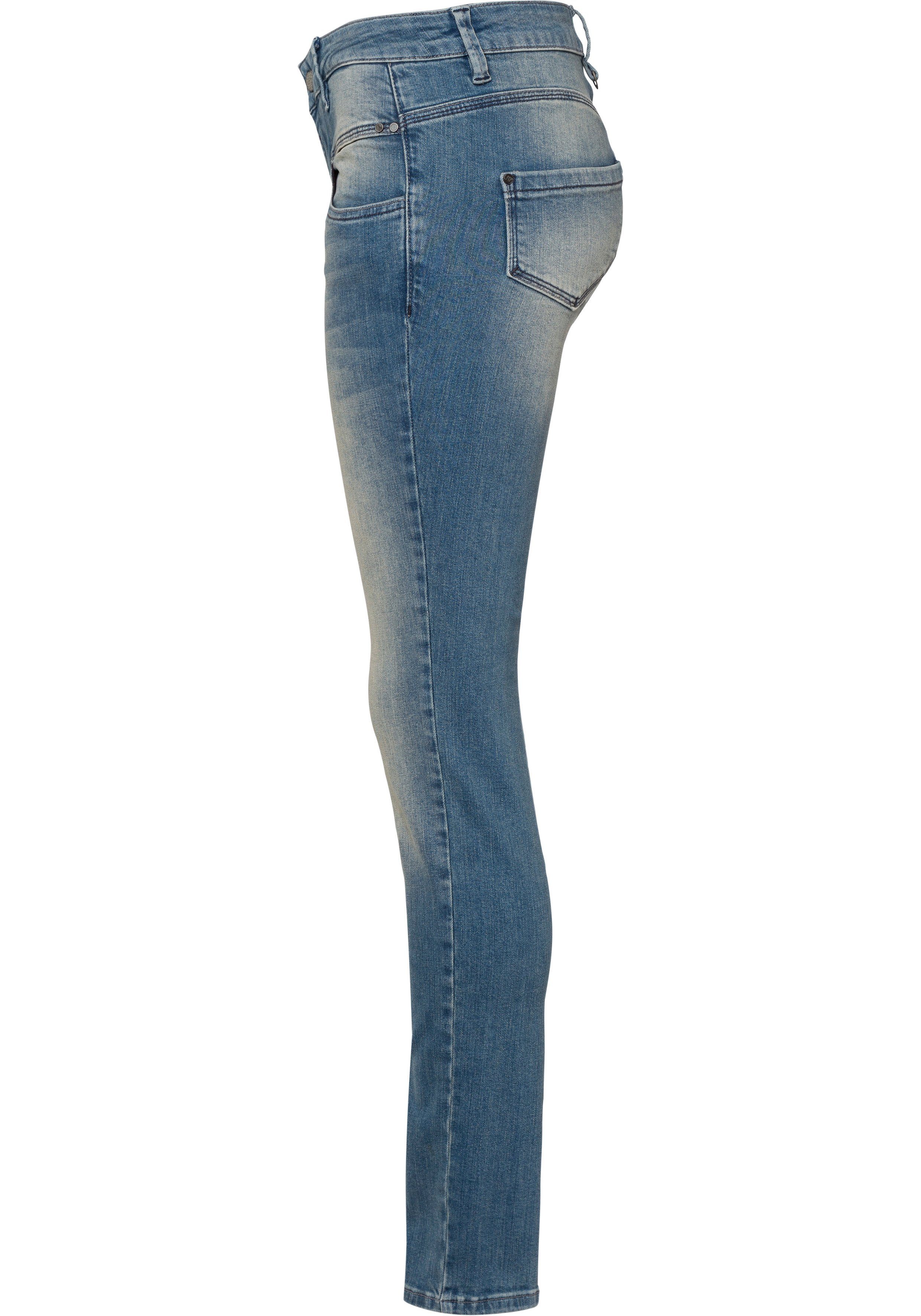 Freeman T. Porter Slim-fit-Jeans (1-tlg) mit Deko-Features mittelblau coolen