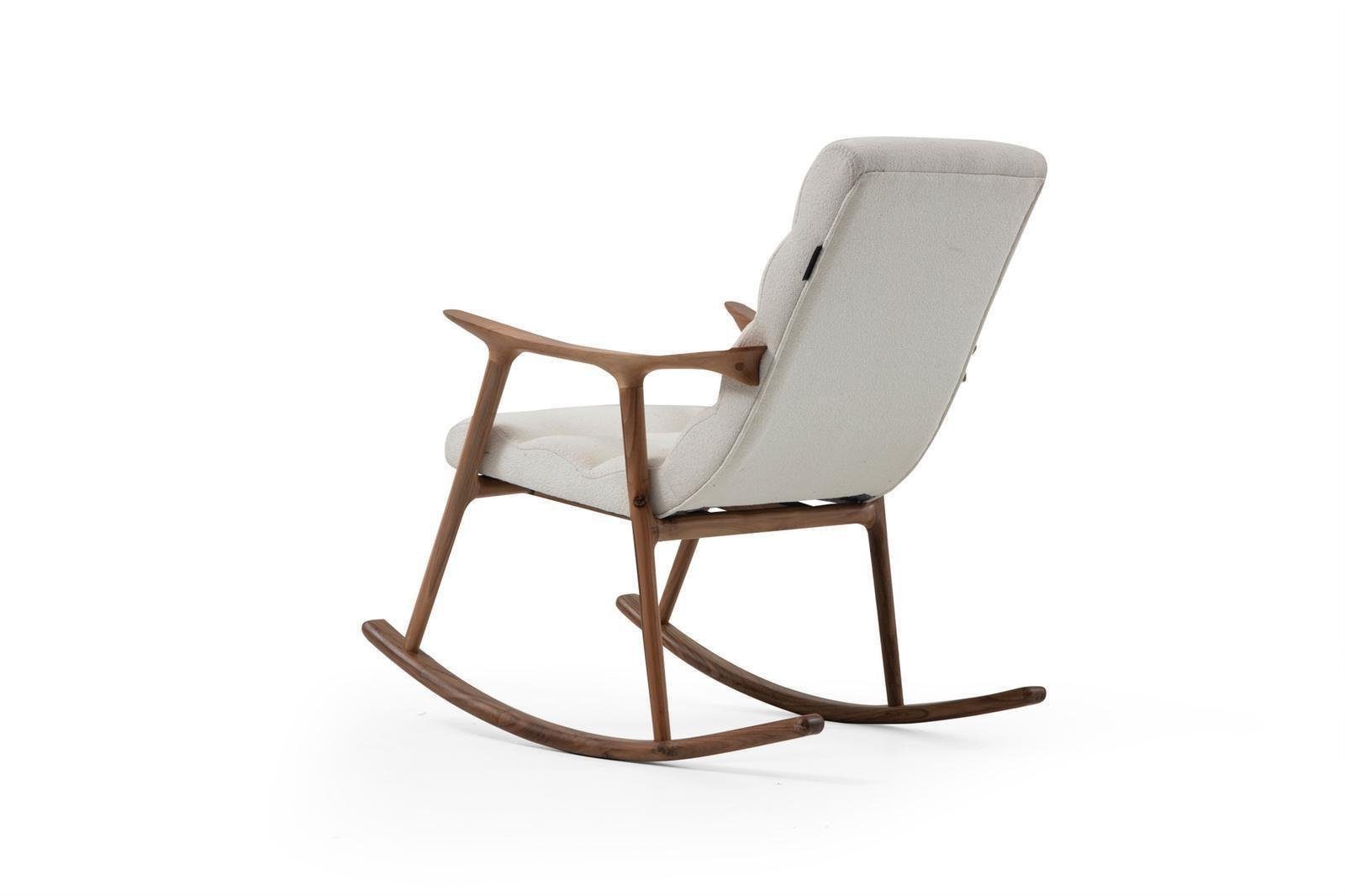 Xlmoebel Schaukelstuhl Wippstuhl Sessel Ohrensessel Textil Holz 1 Platz Modern Braun Beige (1 St), Hergestellt in Europa