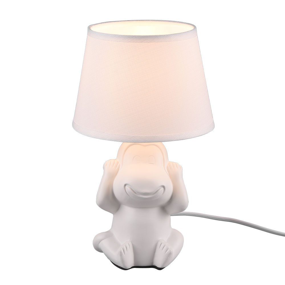 Tischleuchte, Beistellleuchte Nachttischleuchte Leuchtmittel Affe nicht Keramik Tischlampe inklusive, weiß etc-shop