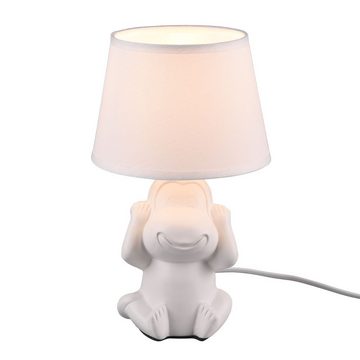 etc-shop Tischleuchte, Leuchtmittel nicht inklusive, Nachttischleuchte Affe Tischlampe Keramik weiß Beistellleuchte