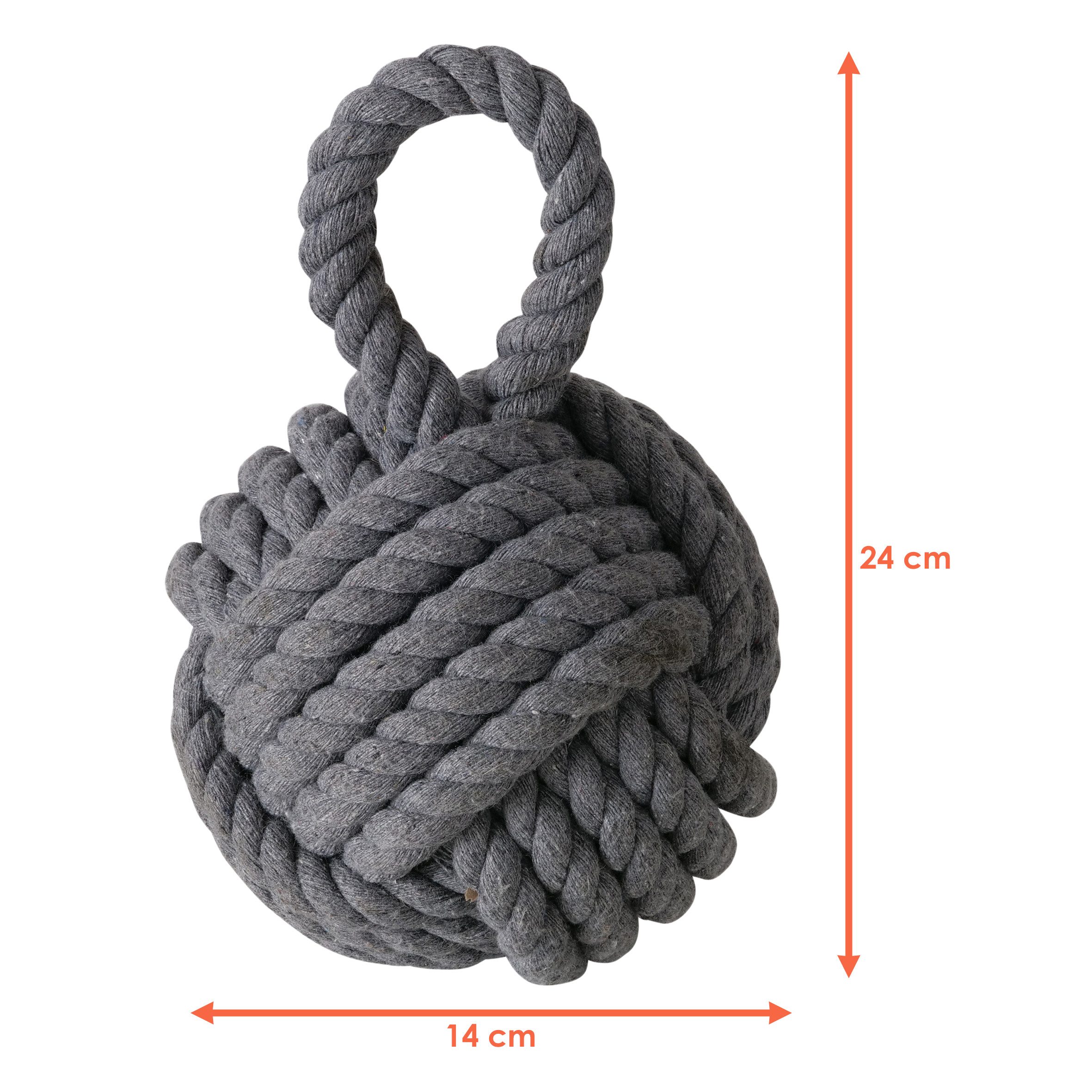 Spetebo Bodentürstopper Türstopper Jute Knoten 2er Set in creme und beige - 14 cm (Set, 2 St., Juteknoten Türstopper), Türpuffer Kugel aus Strick im maritimen Design