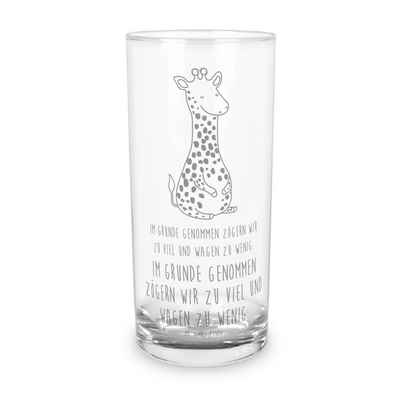 Mr. & Mrs. Panda Glas 400 ml Giraffe Zufrieden - Transparent - Geschenk, Wasserglas mit Gra, Premium Glas, Lasergravur