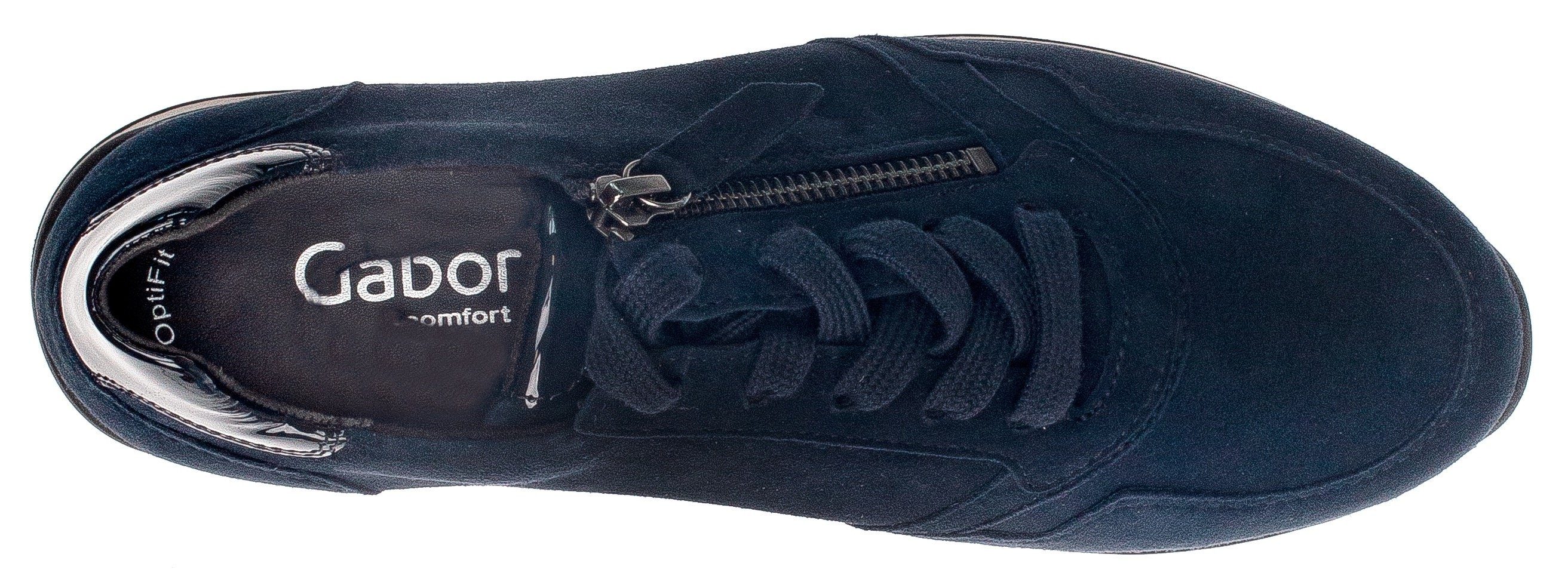 (dark-blue) gepolstertem Keilsneaker Schaftrand, Gabor H-Weite Blau mit Turin