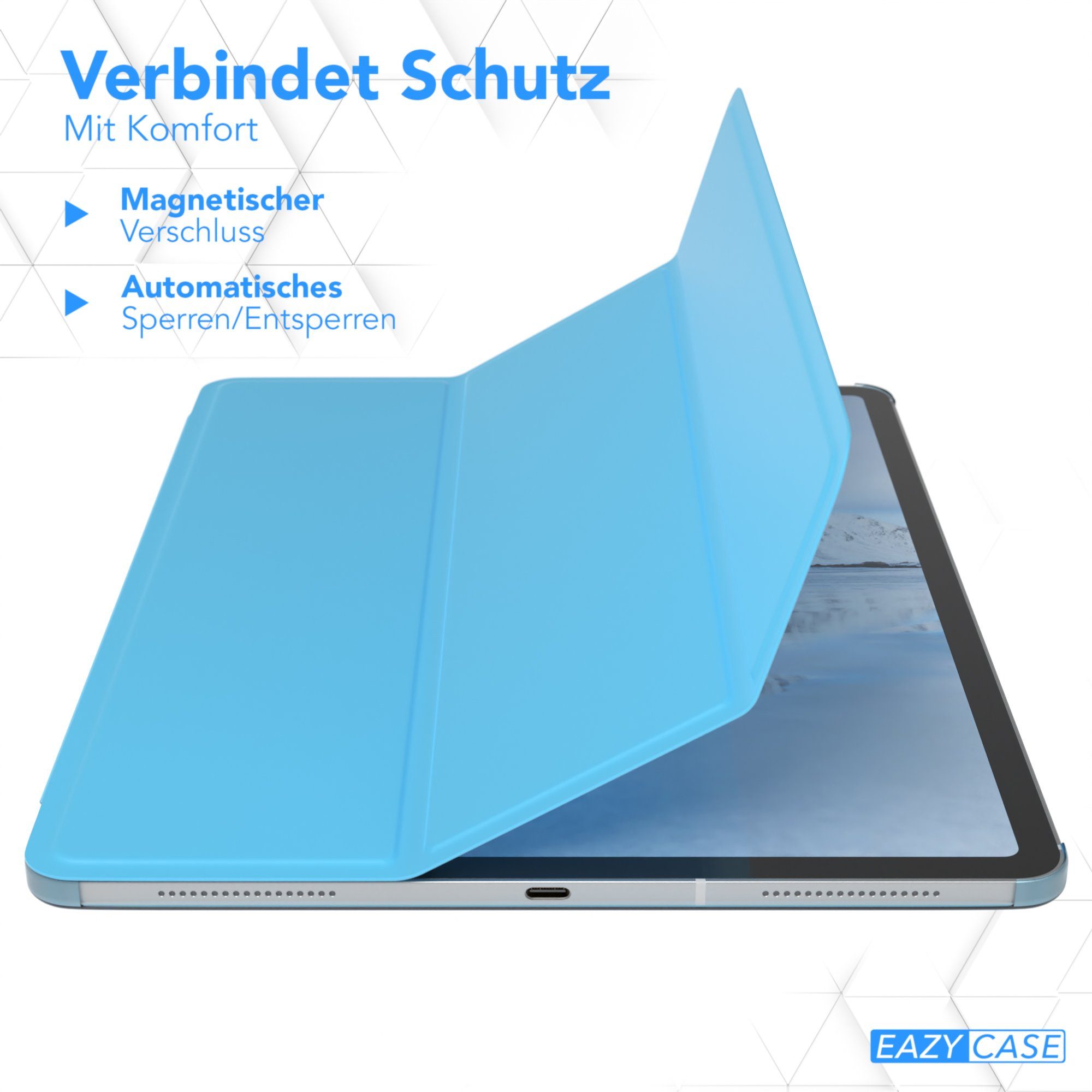 EAZY CASE Tablet-Hülle Smart Case für iPad Pro 12,9" 3./ 4./ 5./ 6. Gen. 12,9 Zoll, Klapphülle mit Standfunktion Tablet Hülle Book Case kratzfest Hellblau