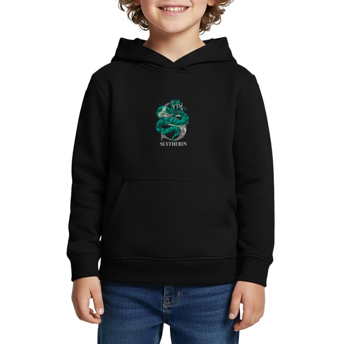 Hoodie Harry Potter Slytherin Wappen Monochrom Kinder Premium Hoodie