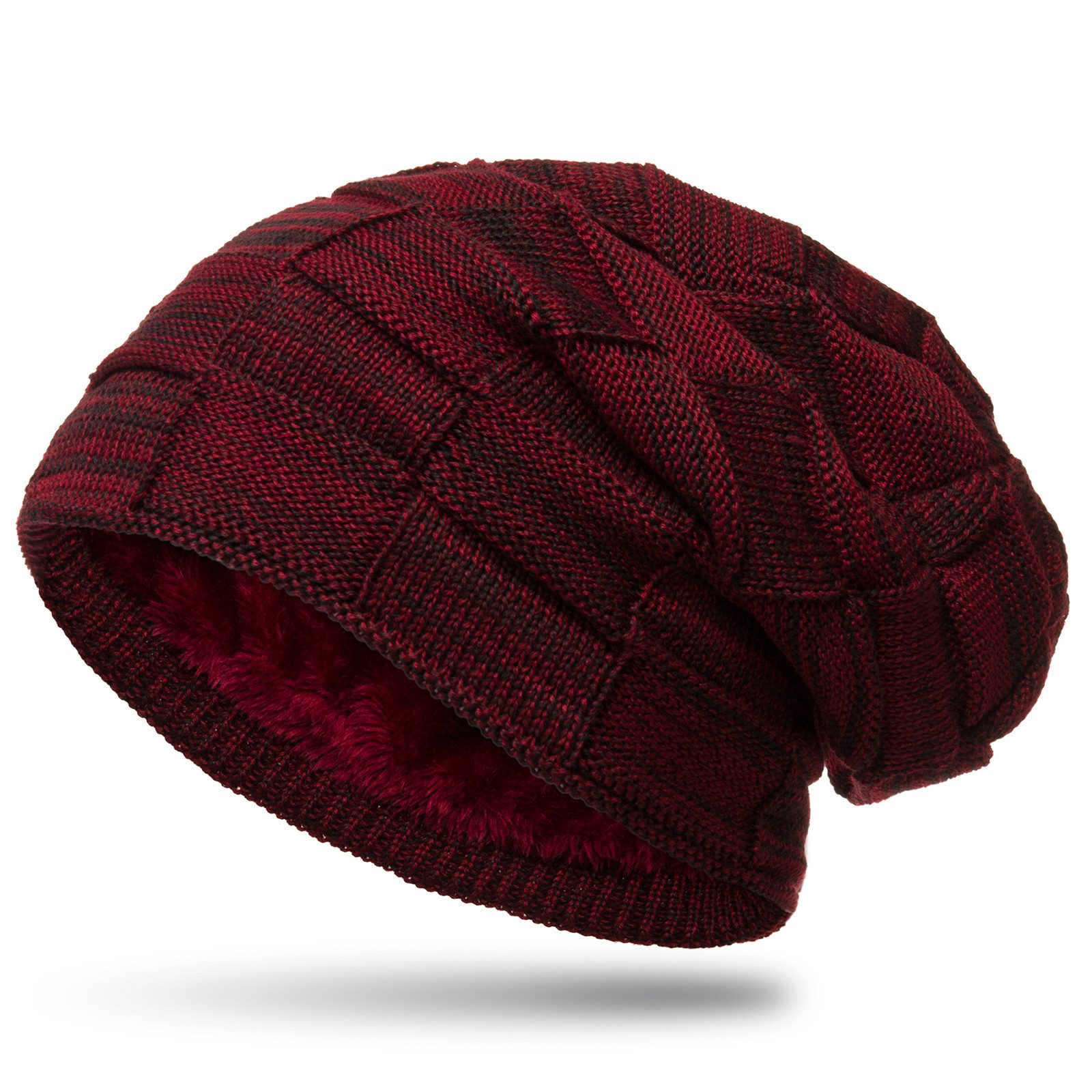 Beanie MU135 gefütterte Feinstrick Beanie Mütze mit Flecht Muster