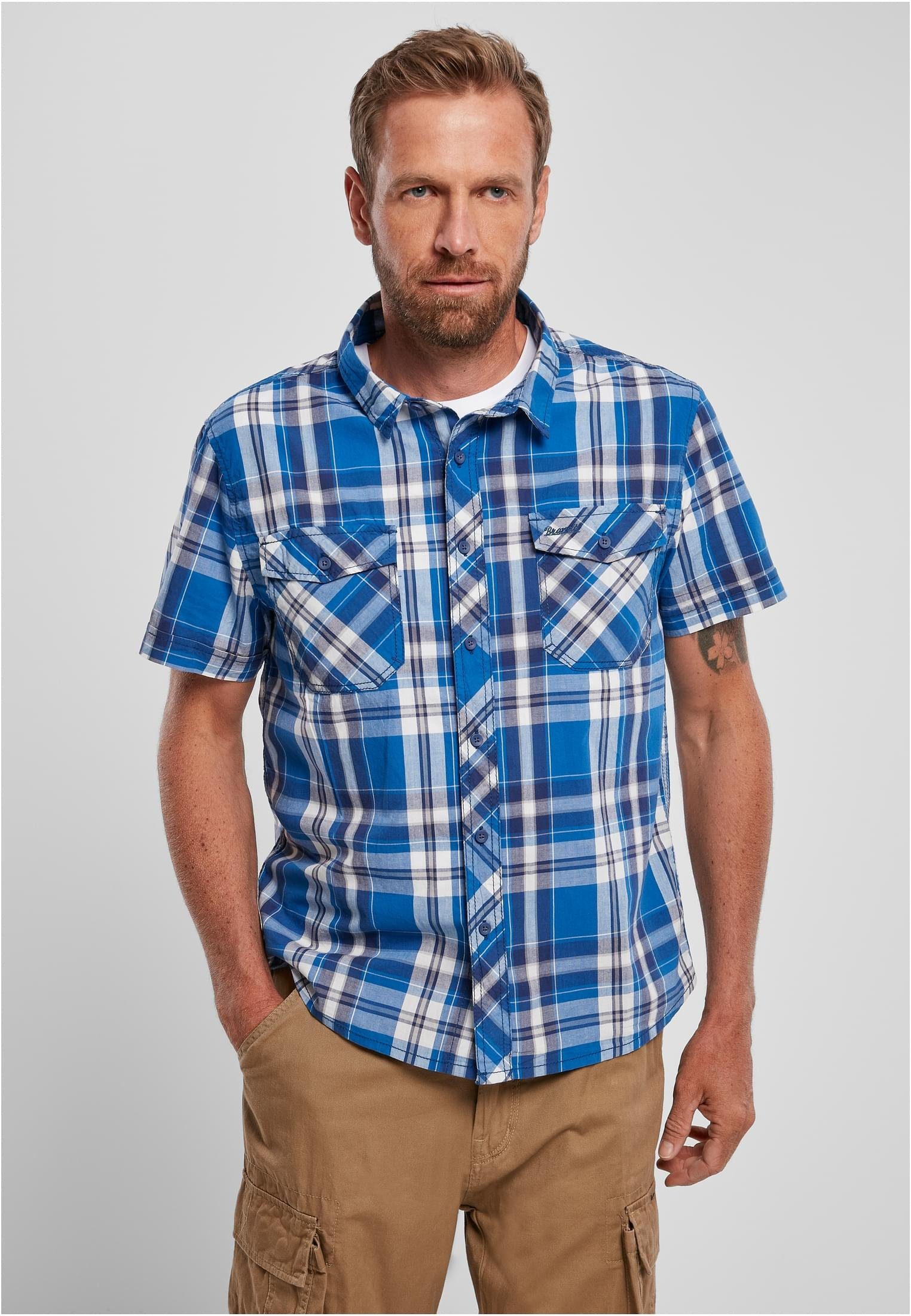 Brandit Langarmhemd Herren Roadstar Shirt (1-tlg) blau