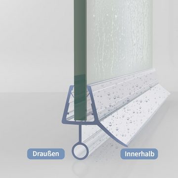 Boromal Duschdichtung 2 Stück für 4-6mm Glas Wasserabweiser Ersatzdichtung Duschtür, L: 100 cm, (Schwallschutz für Glastür, 2-St., gerade Glastür), mit verlängerter Innenlippe