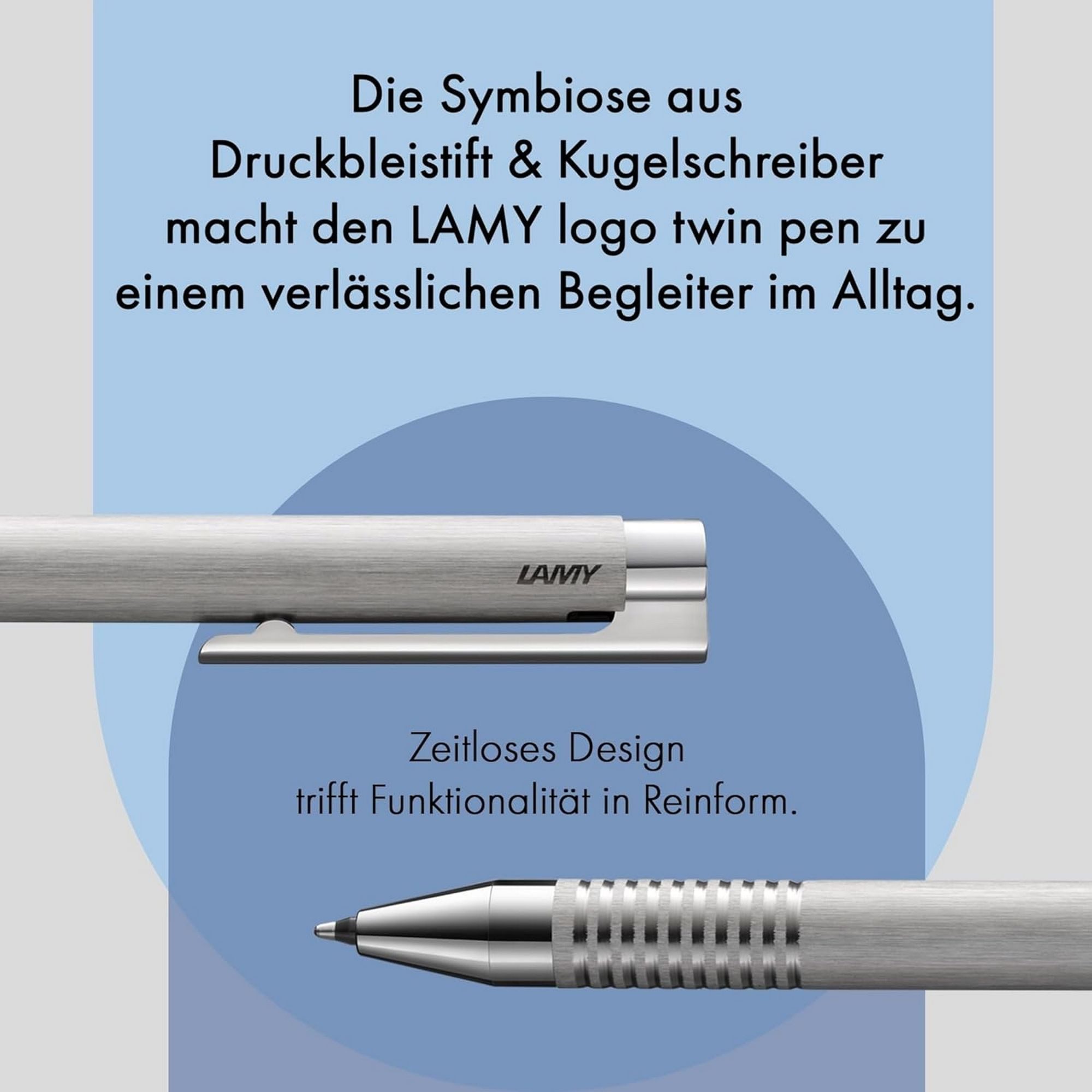 LAMY Kugelschreiber LAMY logo brushed twin pen Druckbleistift und Kugelschreiber Metallgeh – Bild 4 von 5