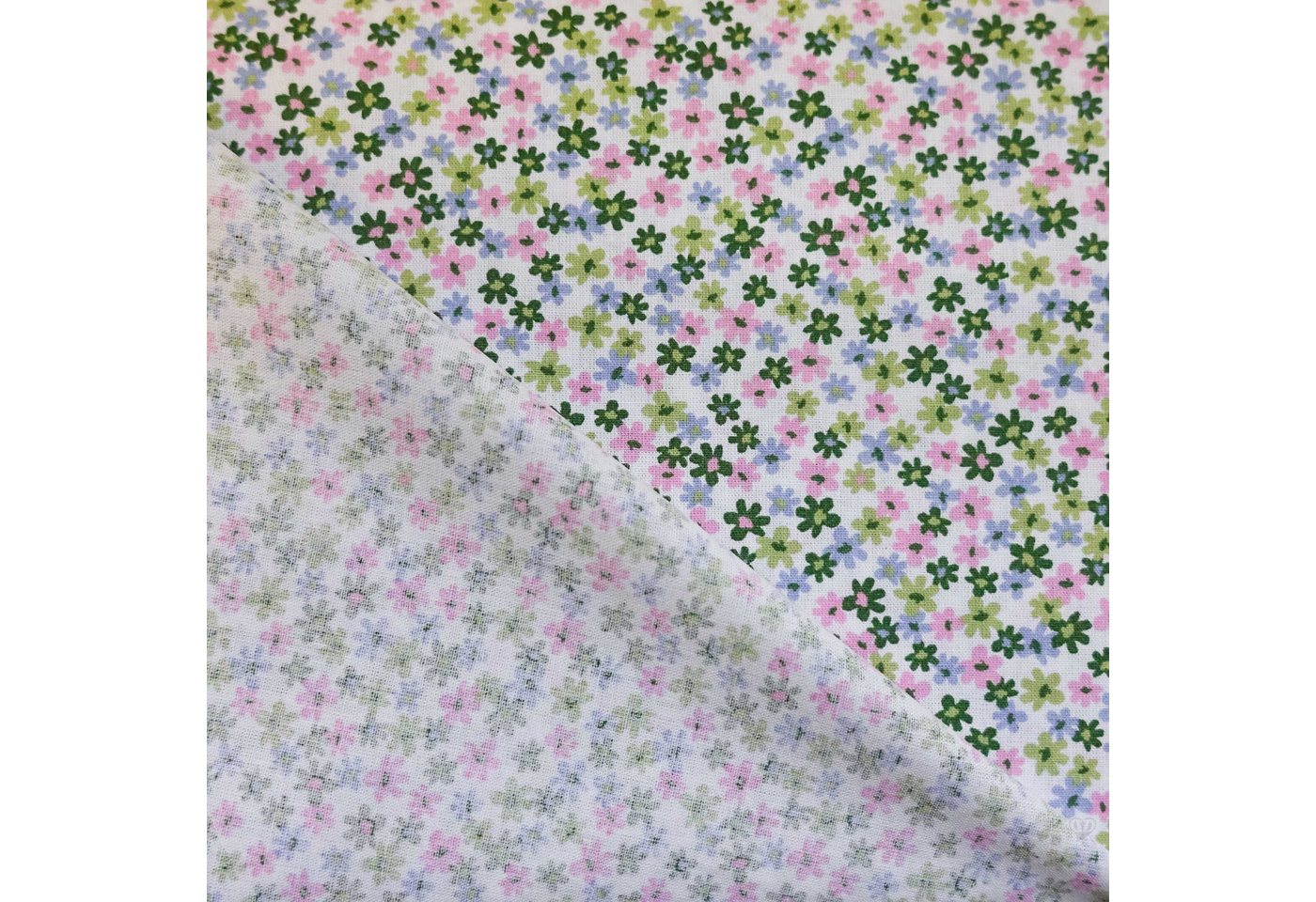 Thumbnail - maDDma Stoff Baumwoll-Stoff bunte Blumenwiese ab 1x1,45m Popeline Sommerstoff, 025 - grüne Blüten