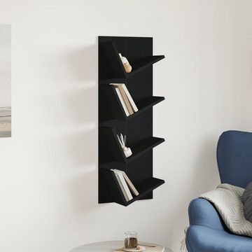 vidaXL Regal Wand-Bücherregal mit 4 Fächern Schwarz 33x16x90 cm, 1-tlg.