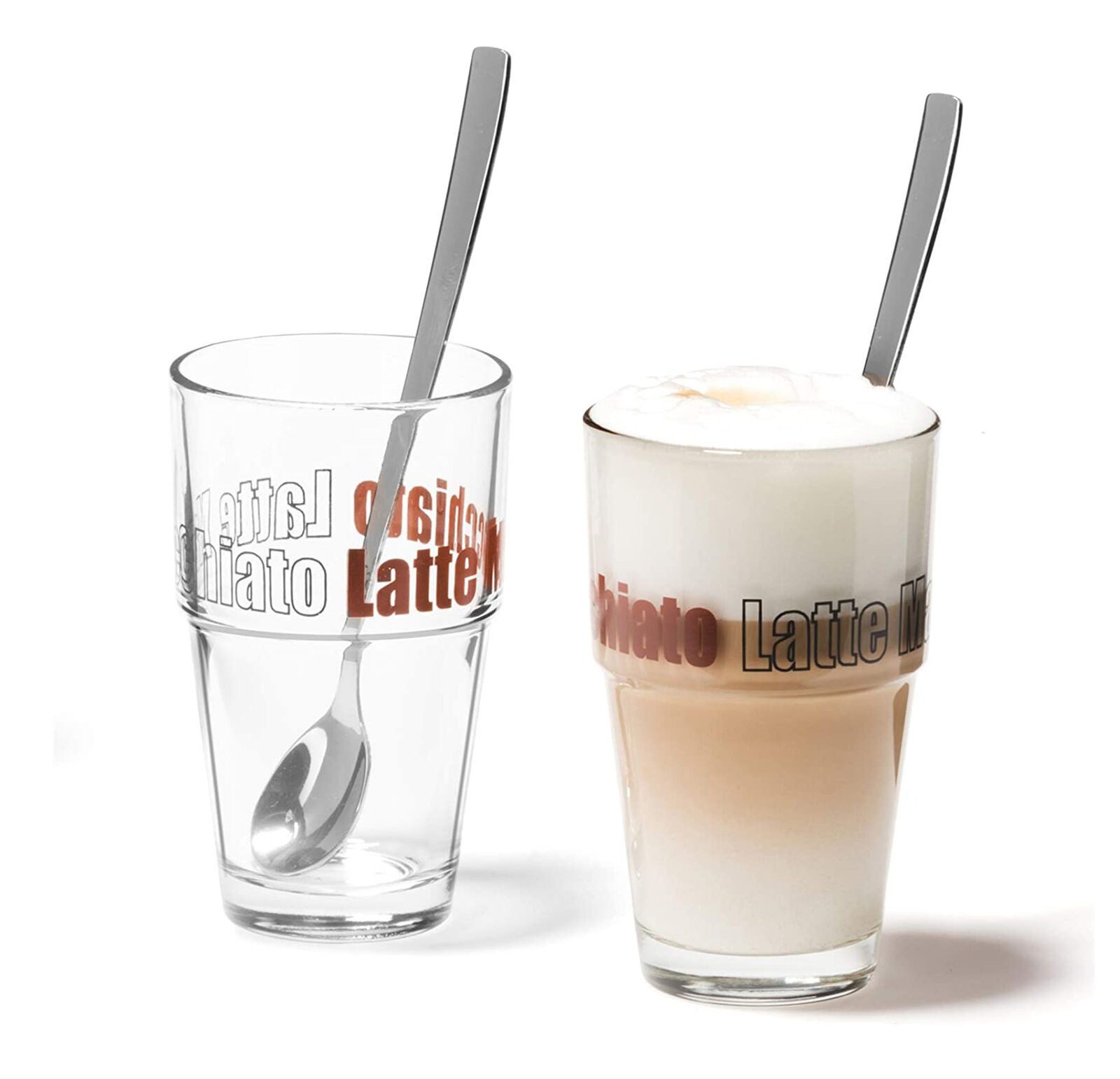 Sektglas Leonardo Becher Solo 4tlg Latte Macchiato stapelbar Aufdruck