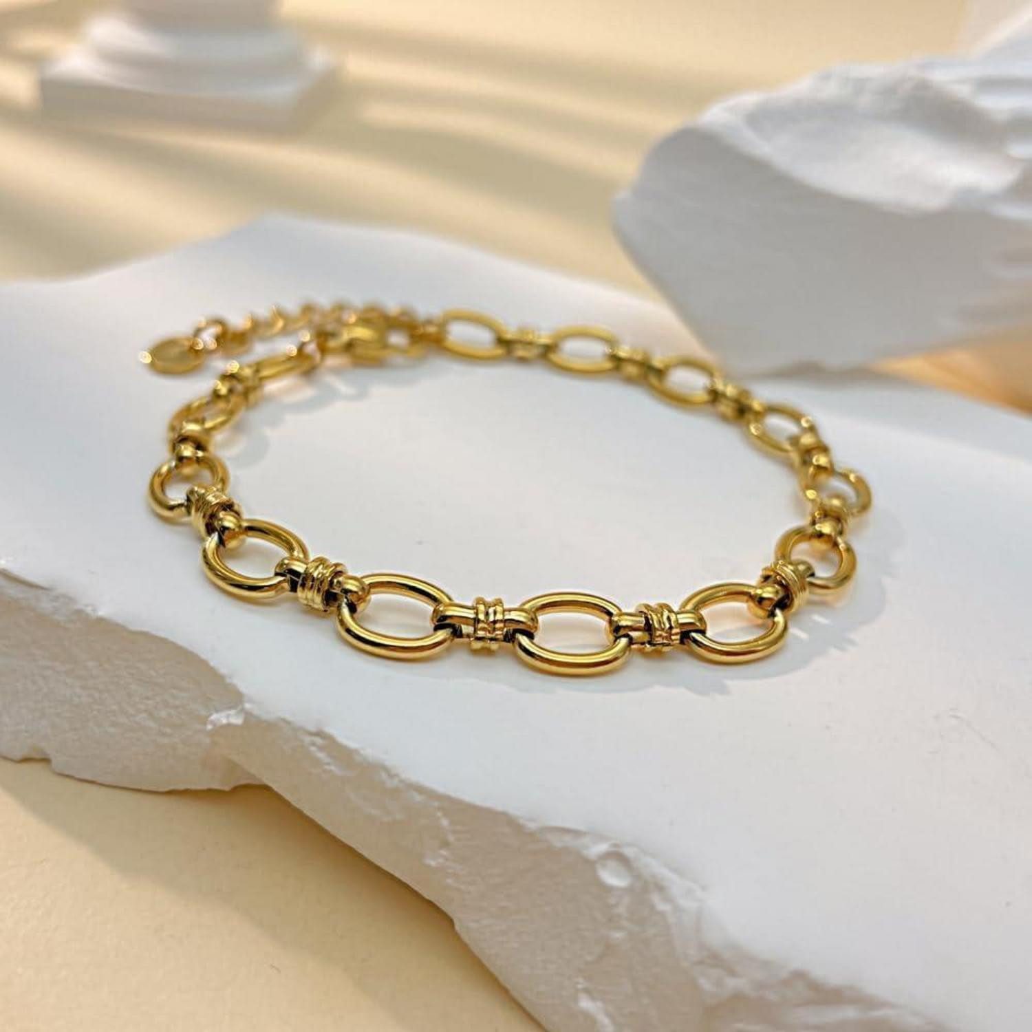 LuxusKollektion Gliederarmband Damen Edelstahl Armband Gliederarmband Silber Gold 316L 21 cm